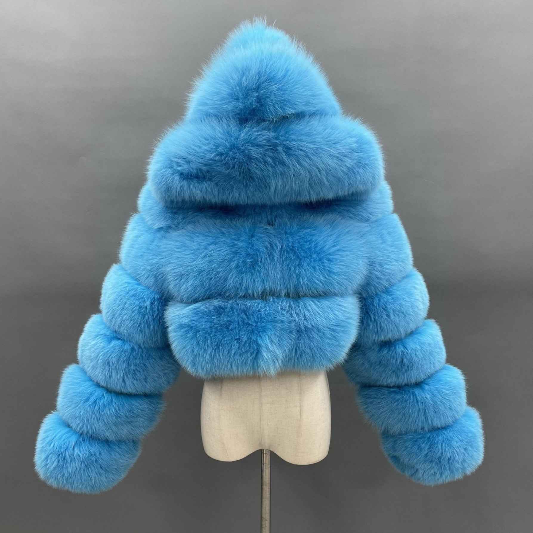 New Women's Winter Rainbow Fox Fur Hooded Coat 12