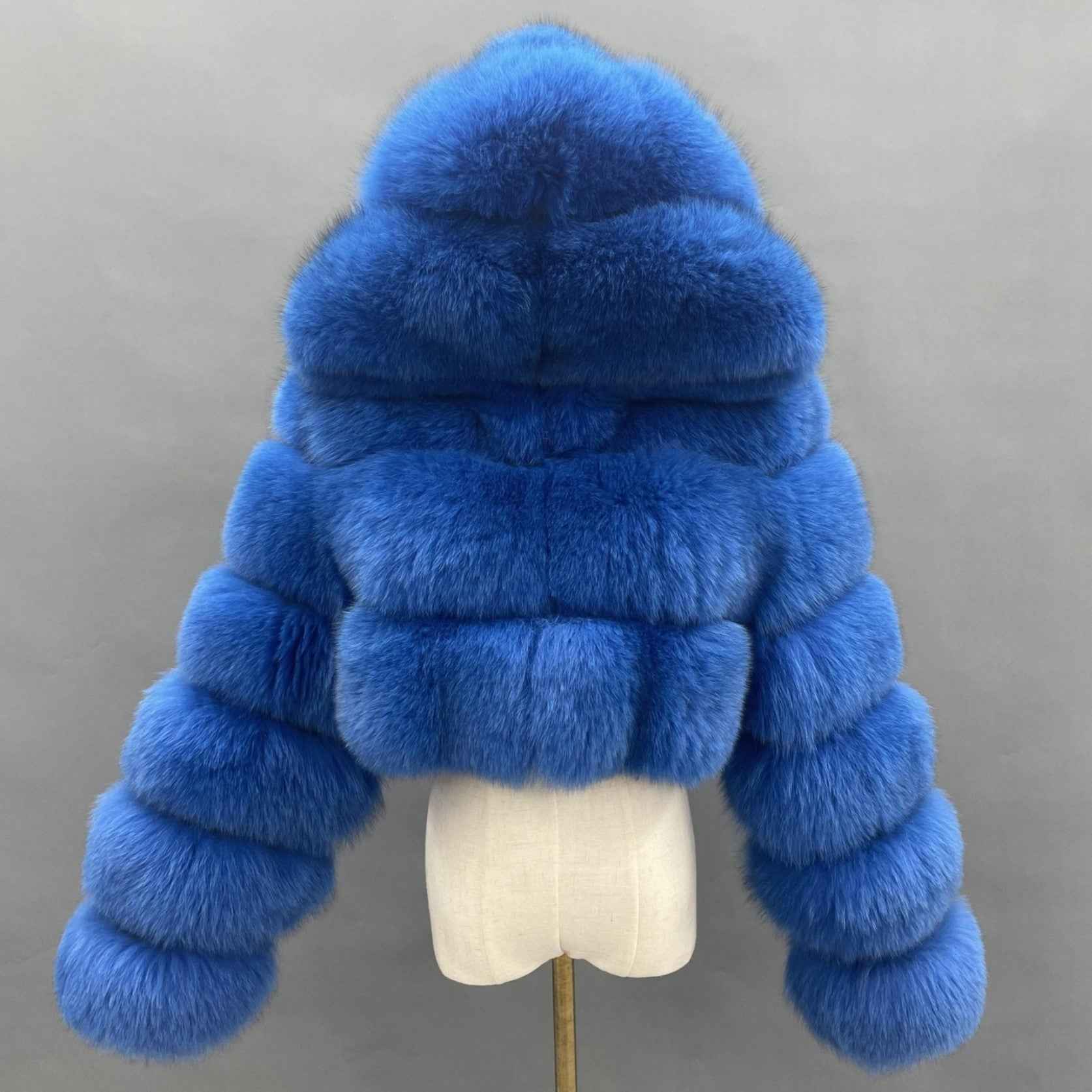 New Women's Winter Rainbow Fox Fur Hooded Coat 5