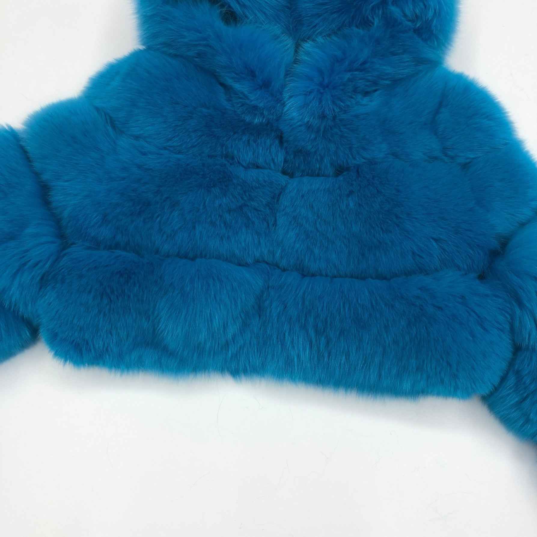 New Women's Winter Rainbow Fox Fur Hooded Coat