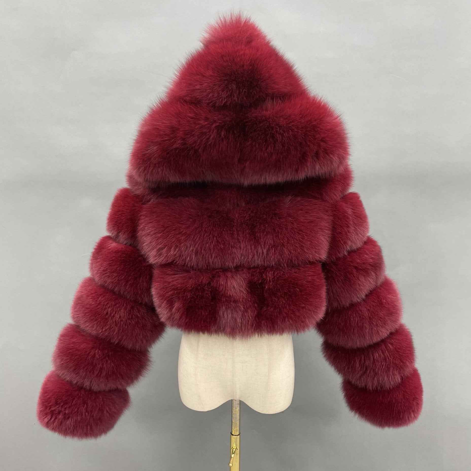 New Women's Winter Rainbow Fox Fur Hooded Coat 4
