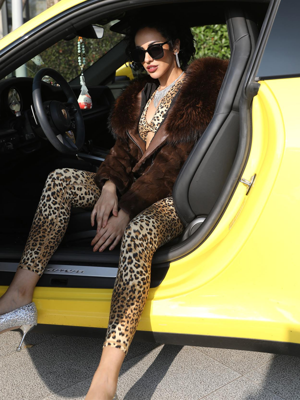 Raccoon Fur Collar Mink Fur-Blended Women's Short Casual Jacket with Detachable Hood