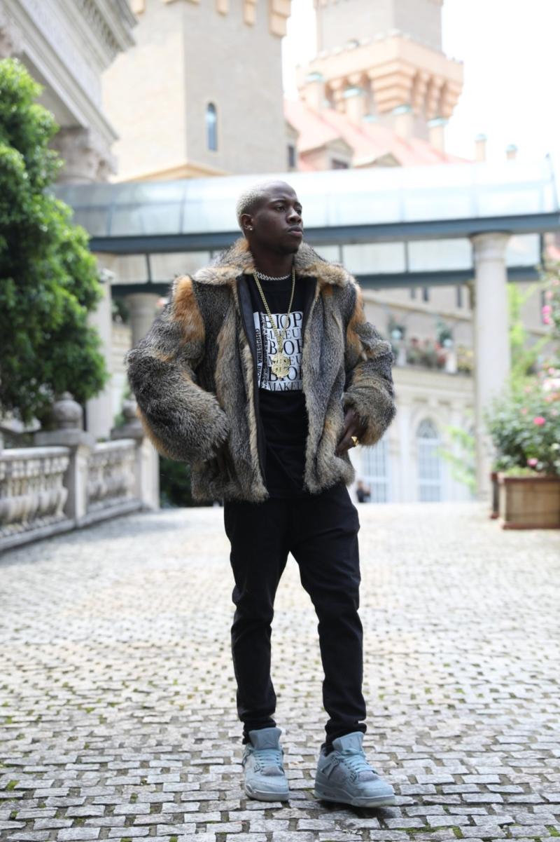 Men's Fox Fur Collar Fur Coat