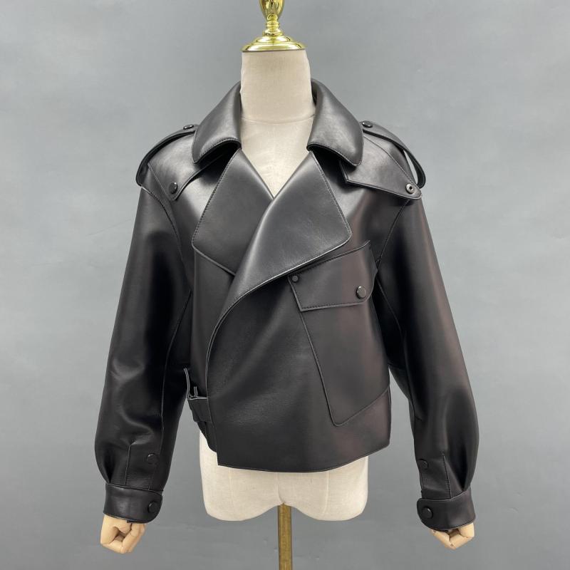 New Vertical Insert Pocket Leather Jacket Black