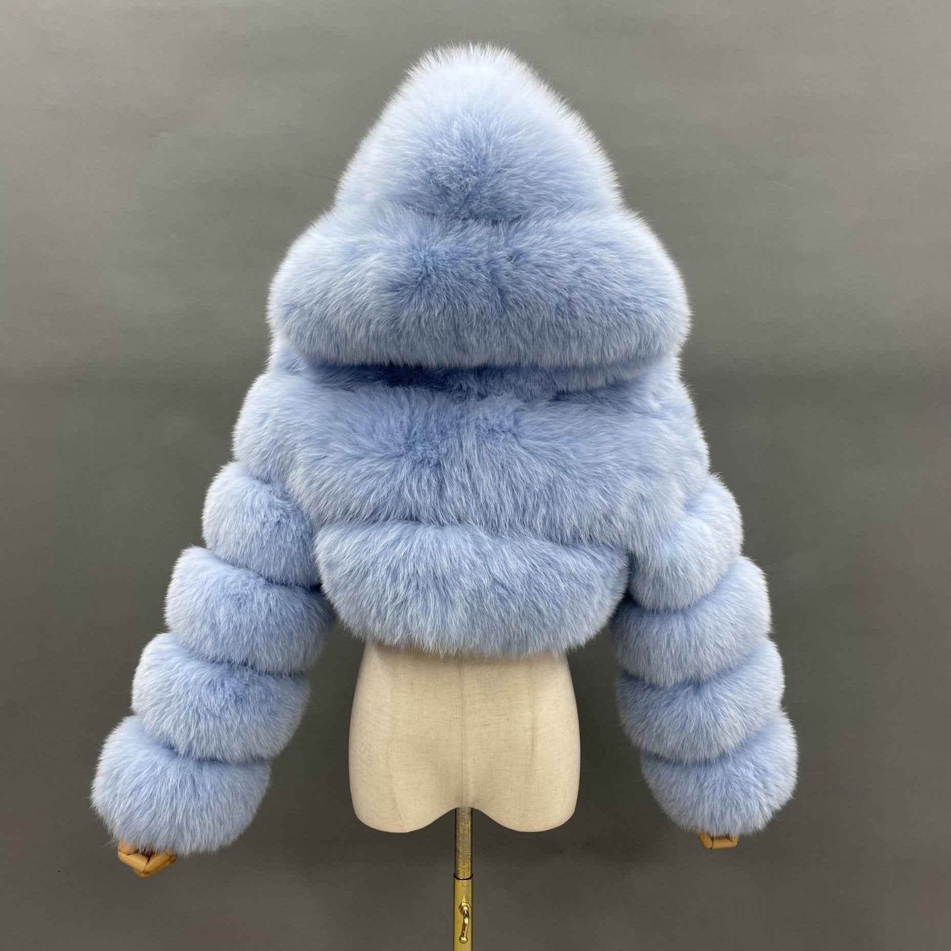 New Women's Winter Rainbow Fox Fur Hooded Coat 22