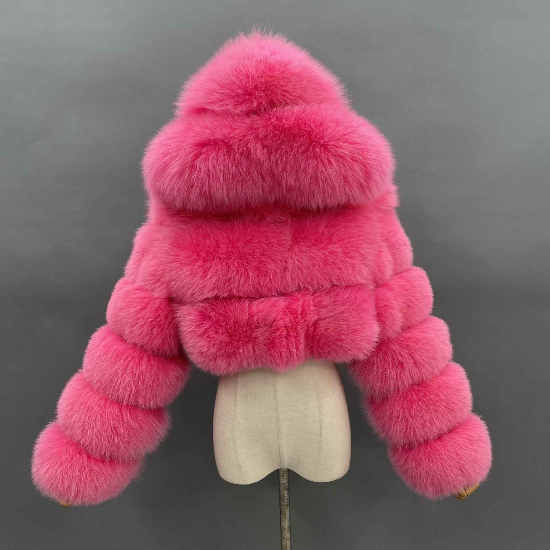 New Women's Winter Rainbow Fox Fur Hooded Coat 13