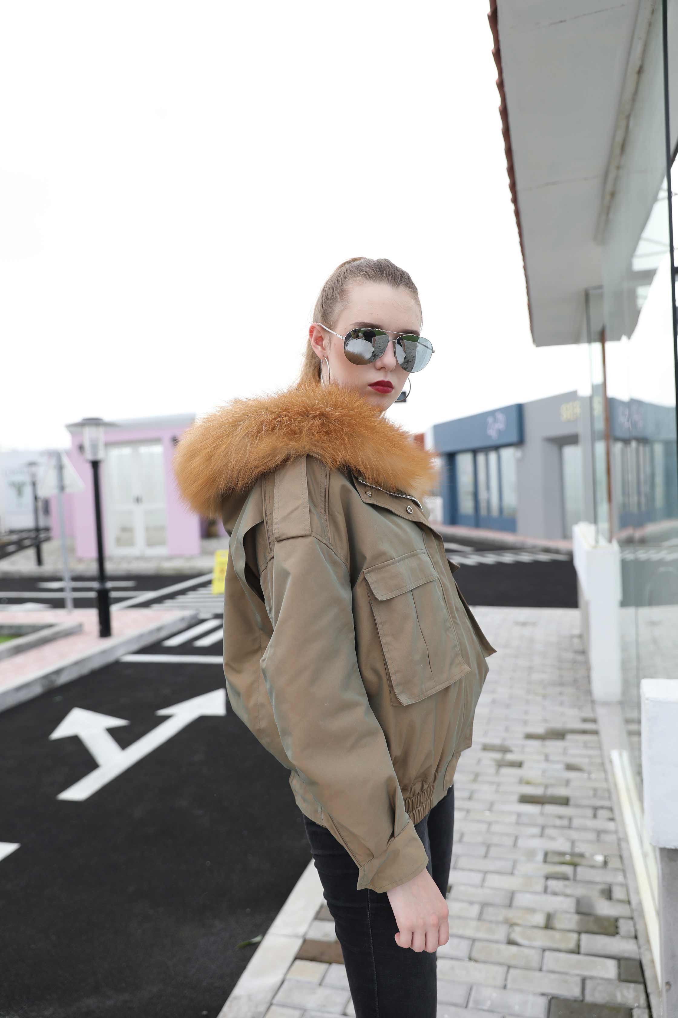 Winter Fur Hooded Coat Lamb Lining With Fox Fur Collar Long Women's Parka