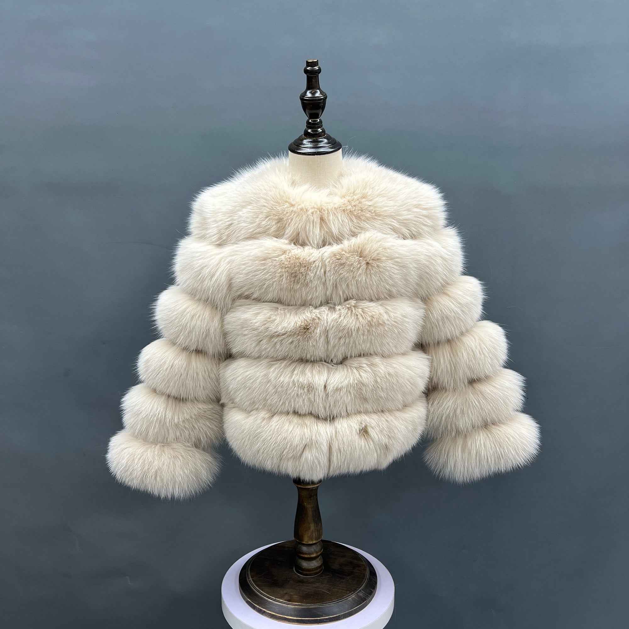 Janefur fox Fur Coat Kids Winter Fashion Warm Real Fur Coat Girls Custom Cropped fox Fur Coat Beige