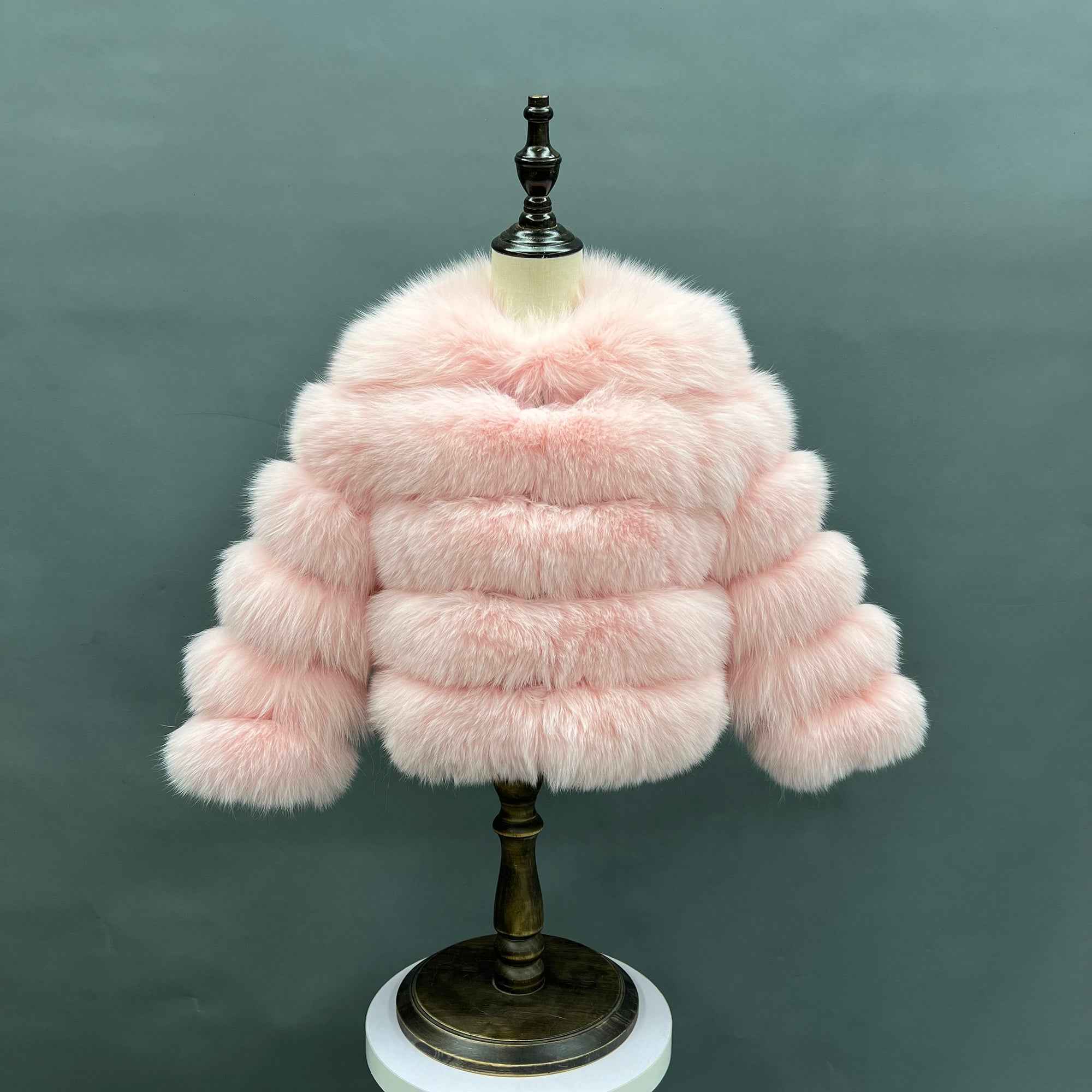 Janefur fox Fur Coat Kids Winter Fashion Warm Real Fur Coat Girls Custom Cropped fox Fur Coat Pink