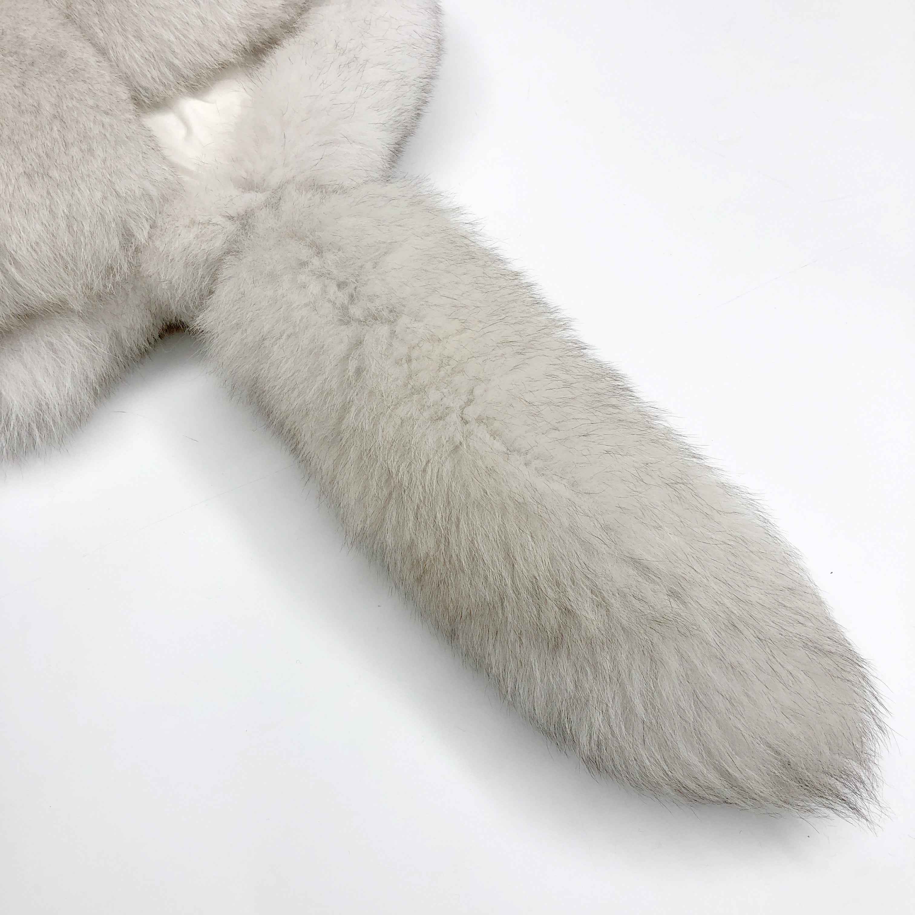 Women's Luxury Fox Fur Hooded Vest with Tail Detail - Bold Statement Outerwear
