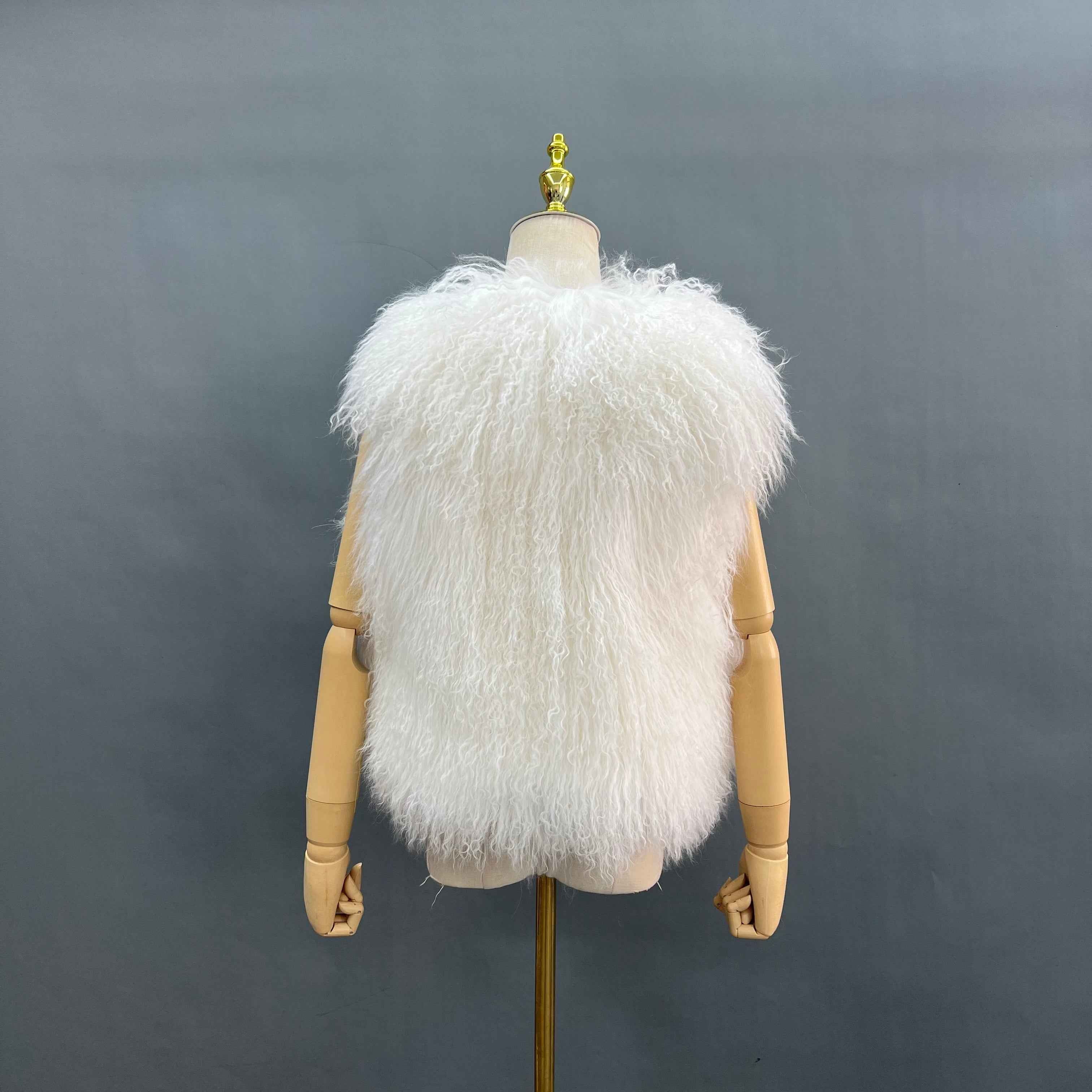 Women's Tibetan Lamb Wool Vest - Short Fuzzy Luxury Fur Gilet for Winter Fashion