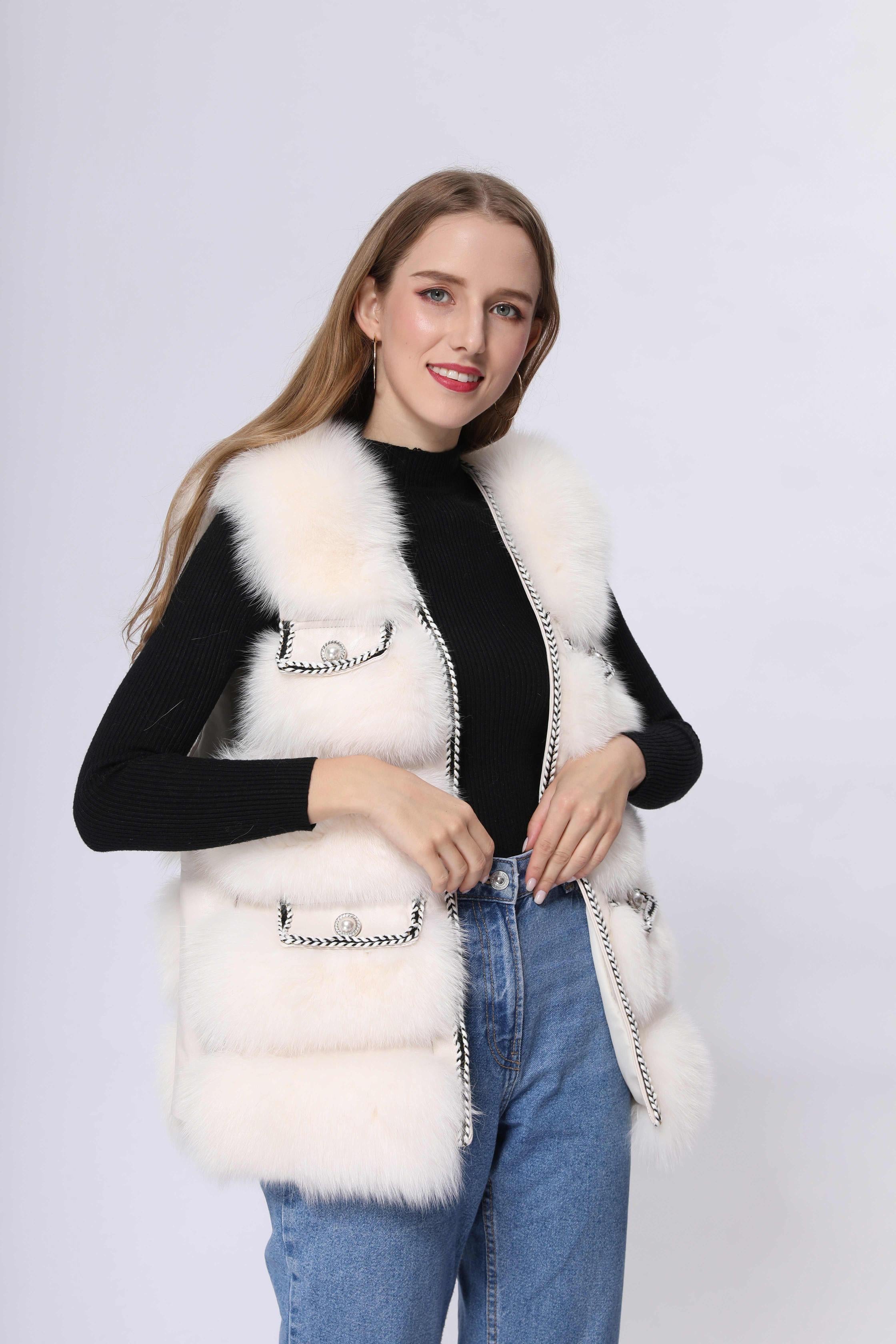 Fall And Winter Ladies Luxury Chanel Style Fashion Fox Fur Vest