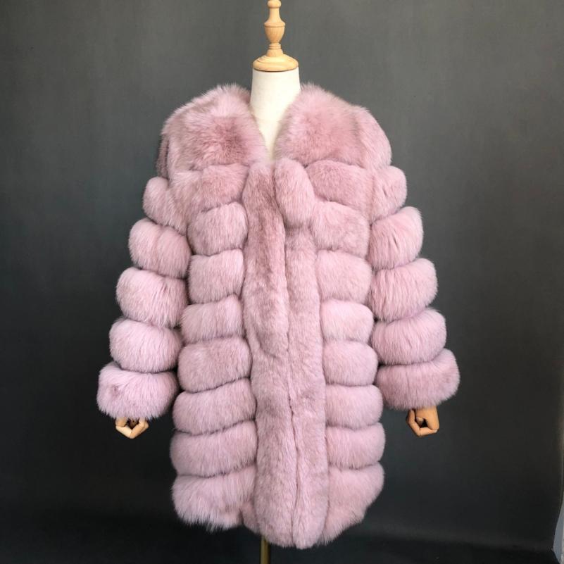 Fashion Autumn And Winter Designer Long Women's Blue Fox Fur Jacket Pink Click chat with us