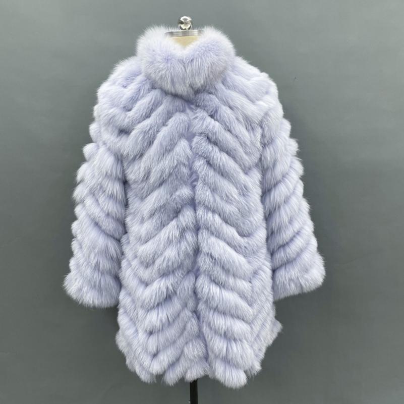 Women's Long Solid Colour Fox Fur Two-Sided Coat Purple Click chat with us