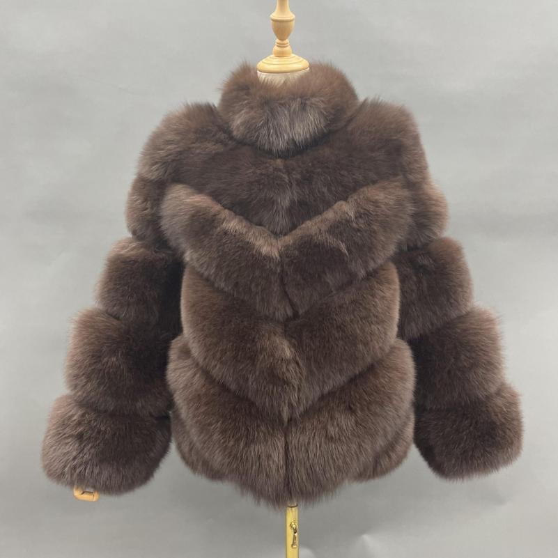 Luxury Fur Jacket Women's Short Real Fox Fur Coat
