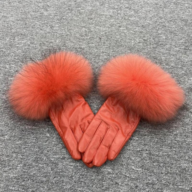 Janefur Raccoon Fur Leather Gloves Multi-color Available F 9