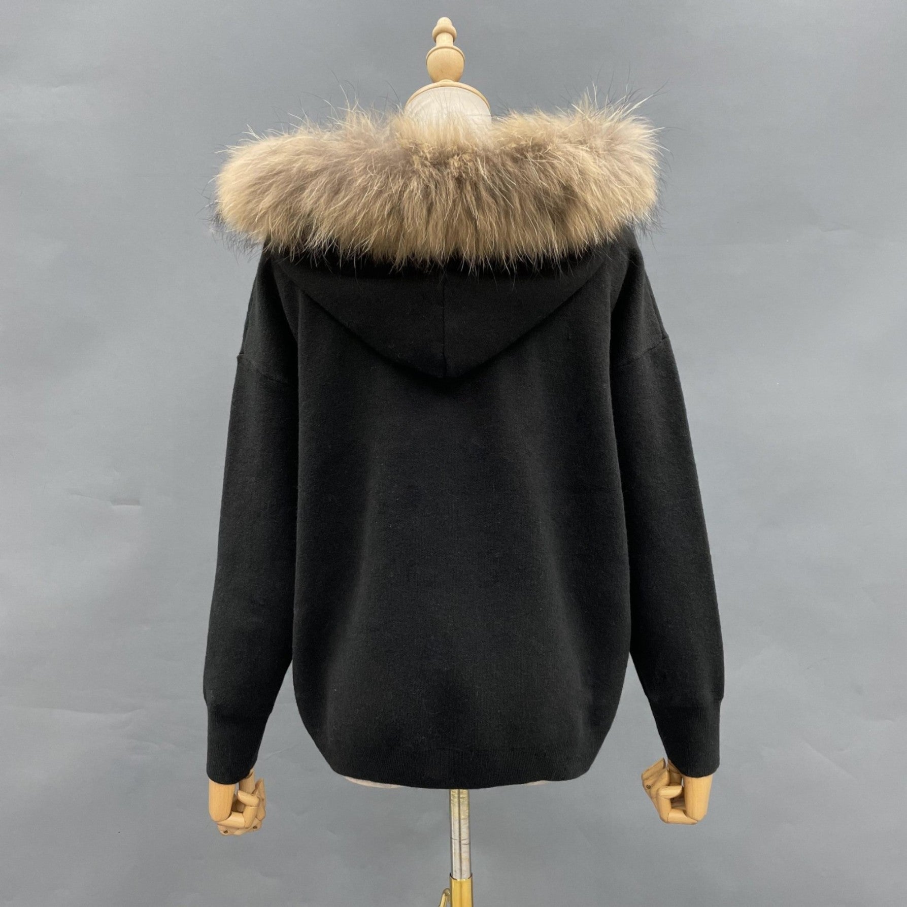 Knitted Sweater Suit With Fox Fur Collar