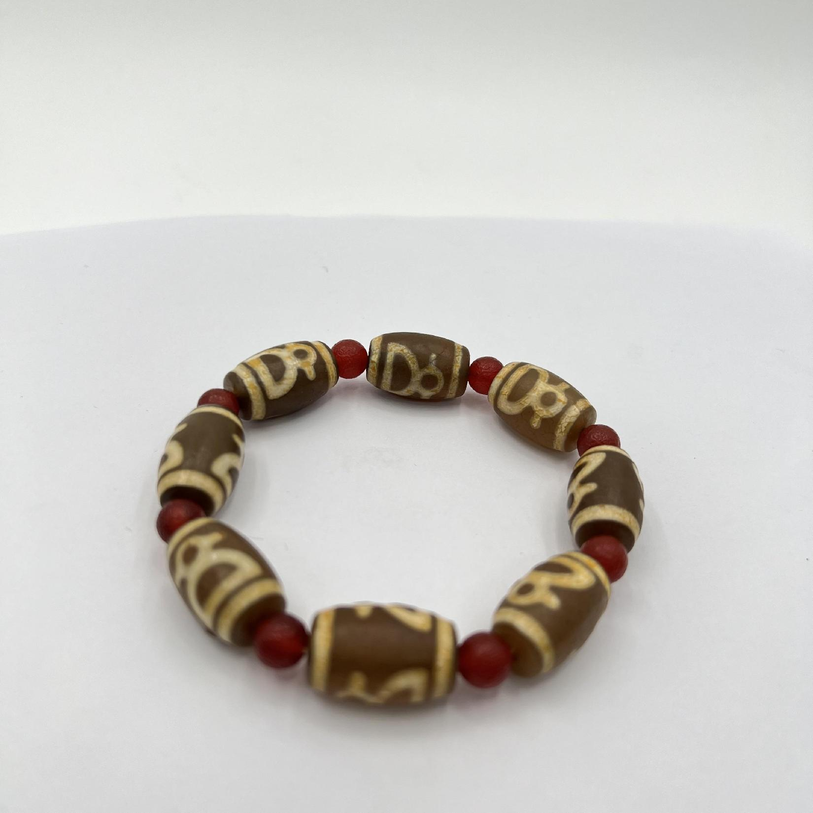 Premium Vintage Tibetan Agate Tianzhu Prayer Beads Unisex Single-Strand Bracelet F Bracelet-perimeter 26.5cm