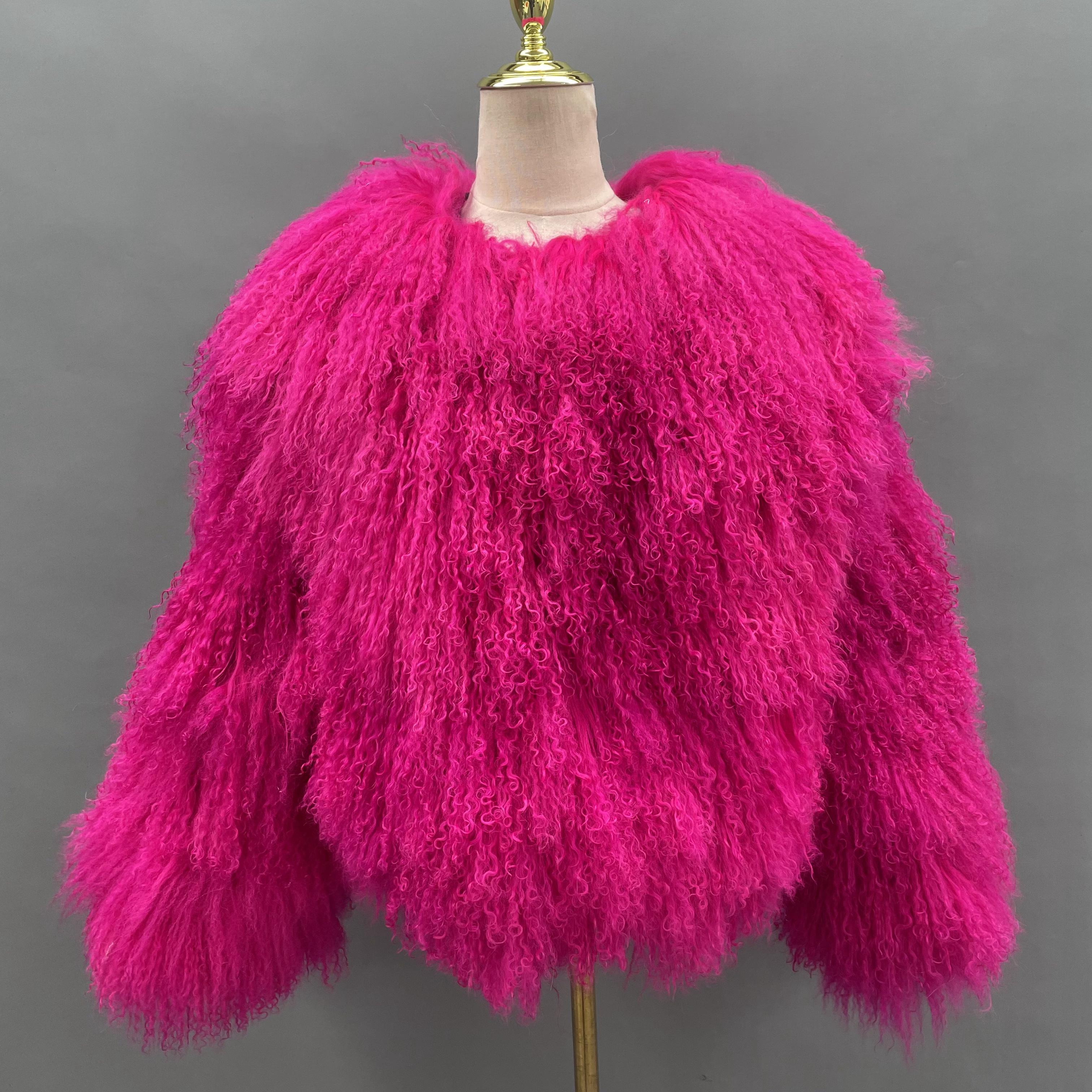 Solid color Beach wool trend short for women Hot Pink