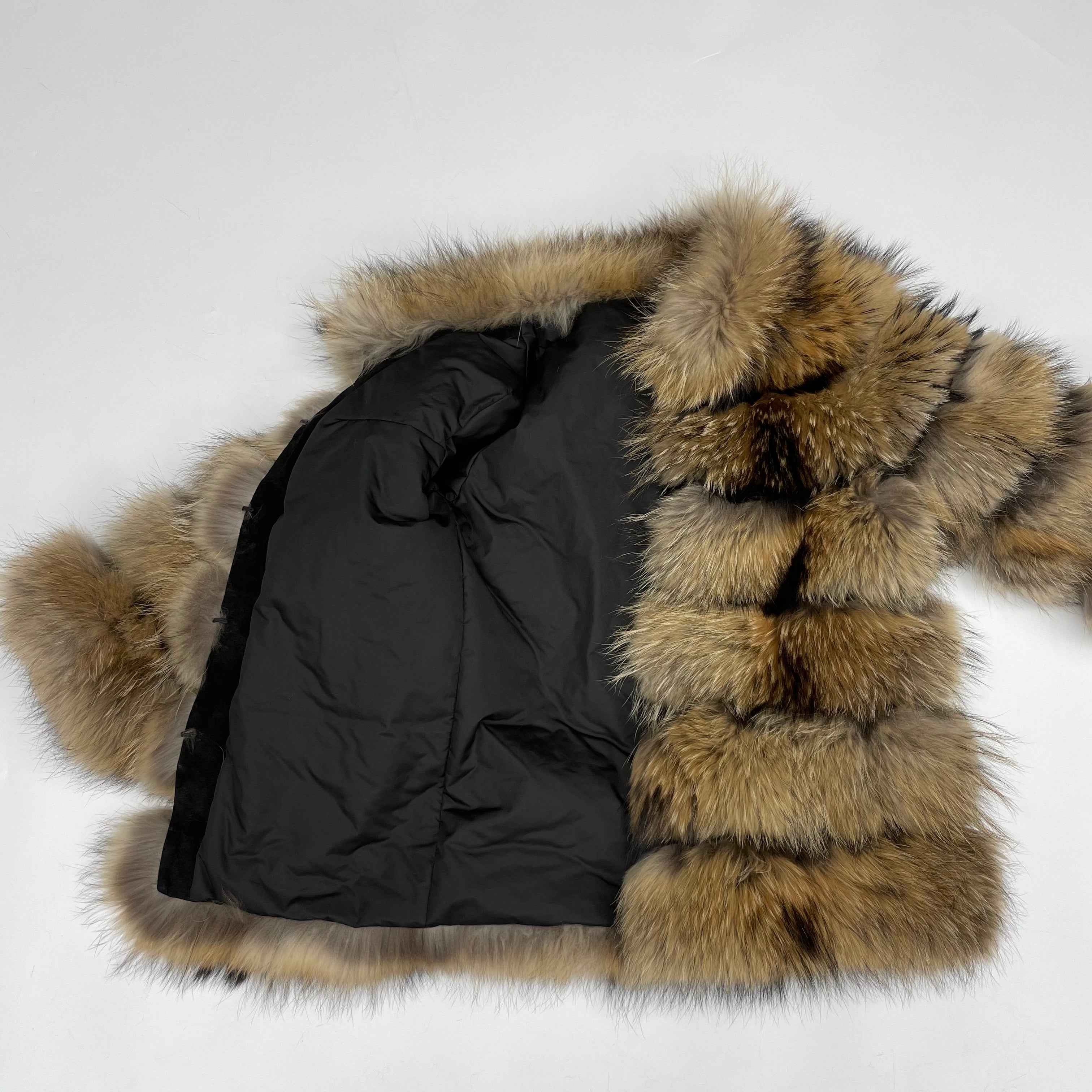 Women's Luxury Raccoon Fur Jacket - 6-Panel Stand Collar Frost-Resistant Cold Winter Warmth-Locking Outerwear