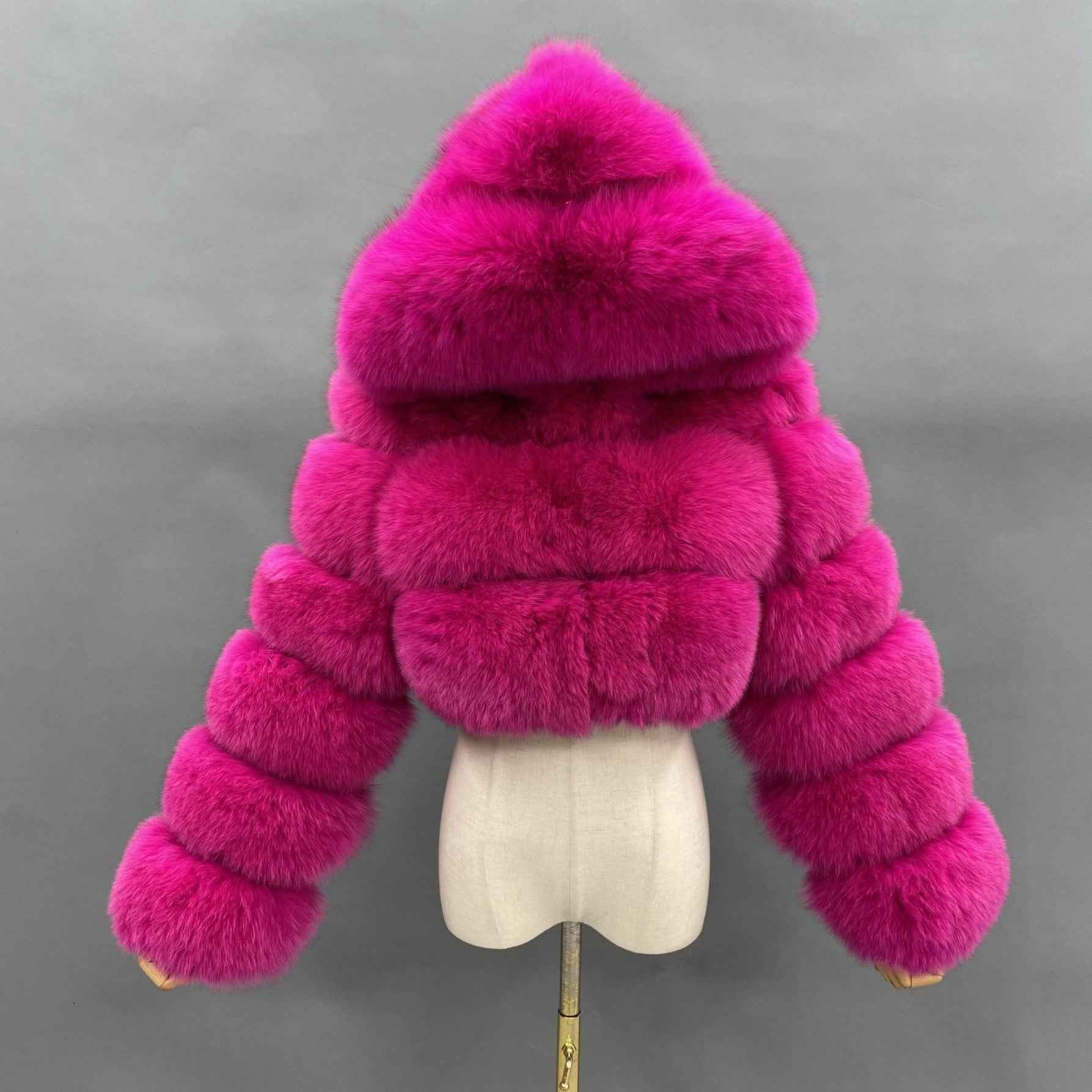 New Women's Winter Rainbow Fox Fur Hooded Coat 8