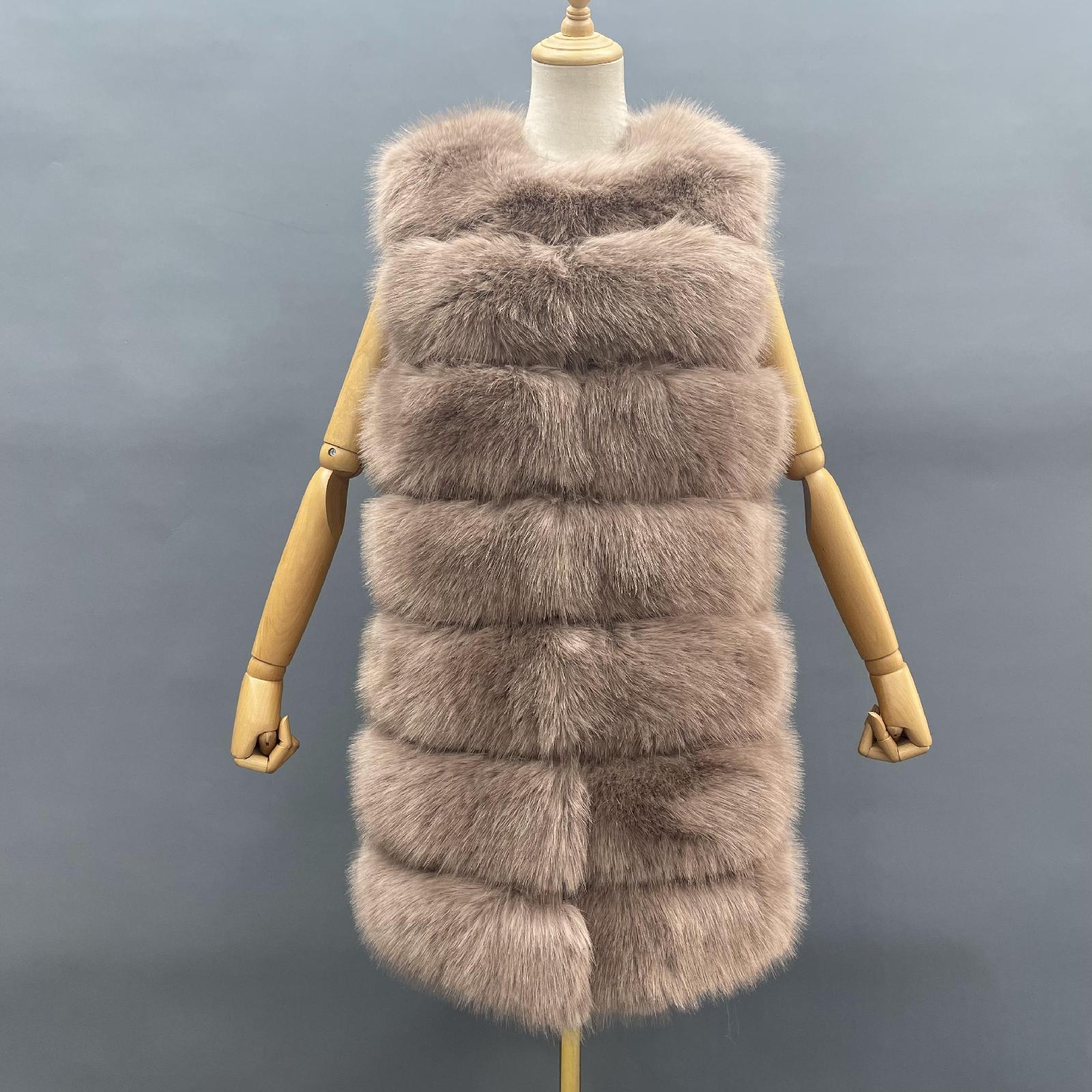 Spring and Autumn New Style Long Faux Fur Vest Eco Fur Vest Camel