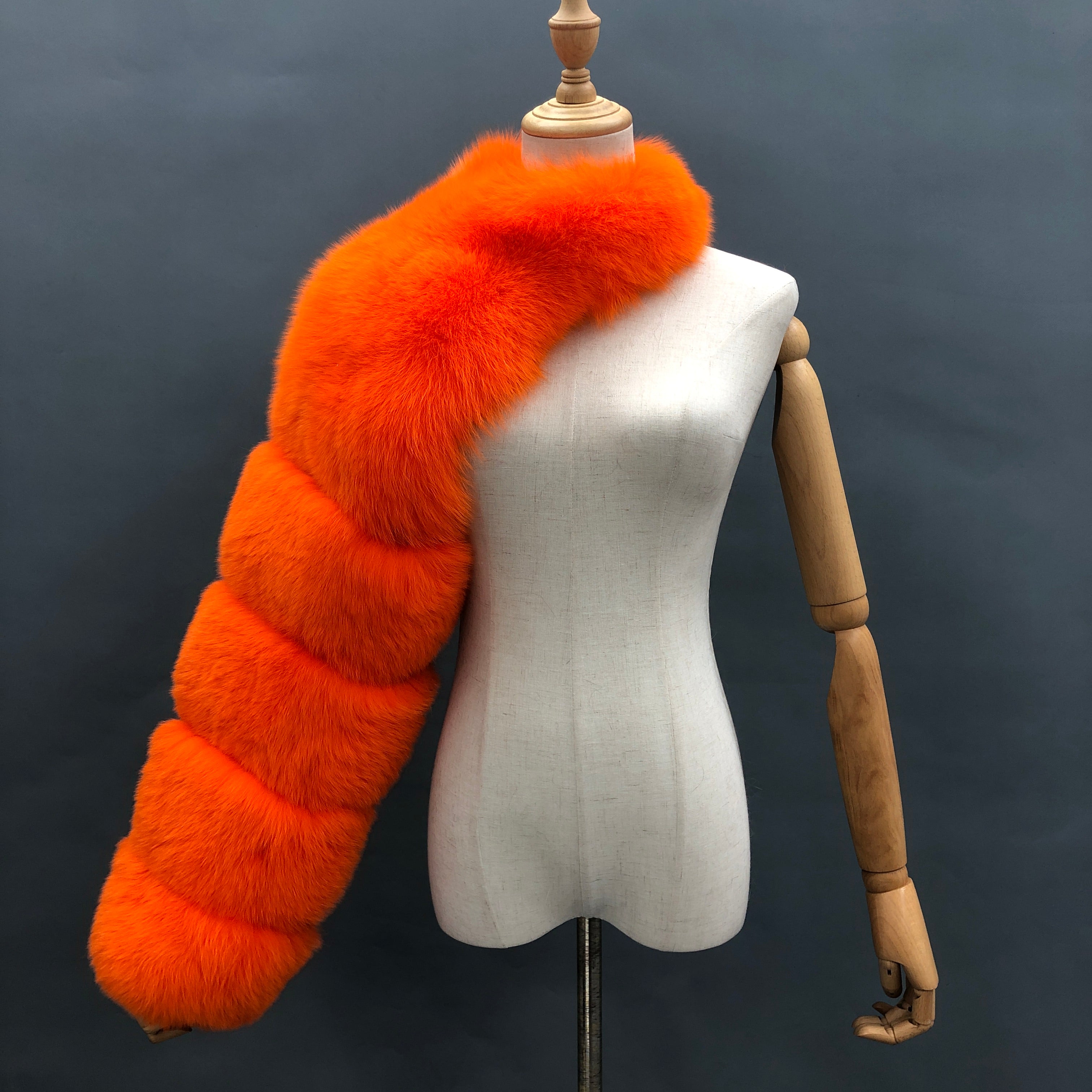 Women's Real Fox Fur Arm Warmers, Luxury Fur Sleeve Cuffs for Winter Fashion Accessories Orange F