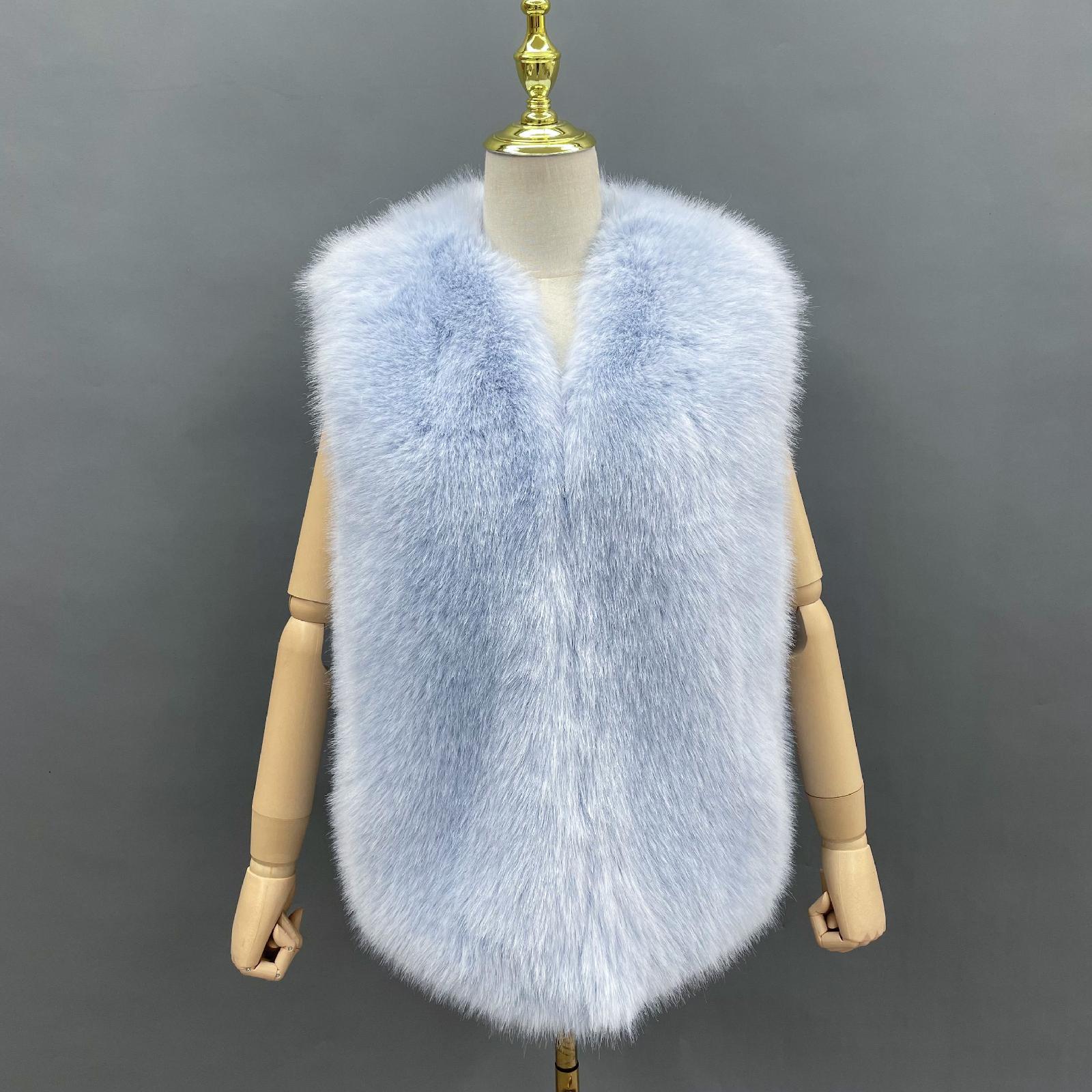 Women's Short Slim-fit Versatile Faux Fur Vest Whole Eco Fur Vest 8