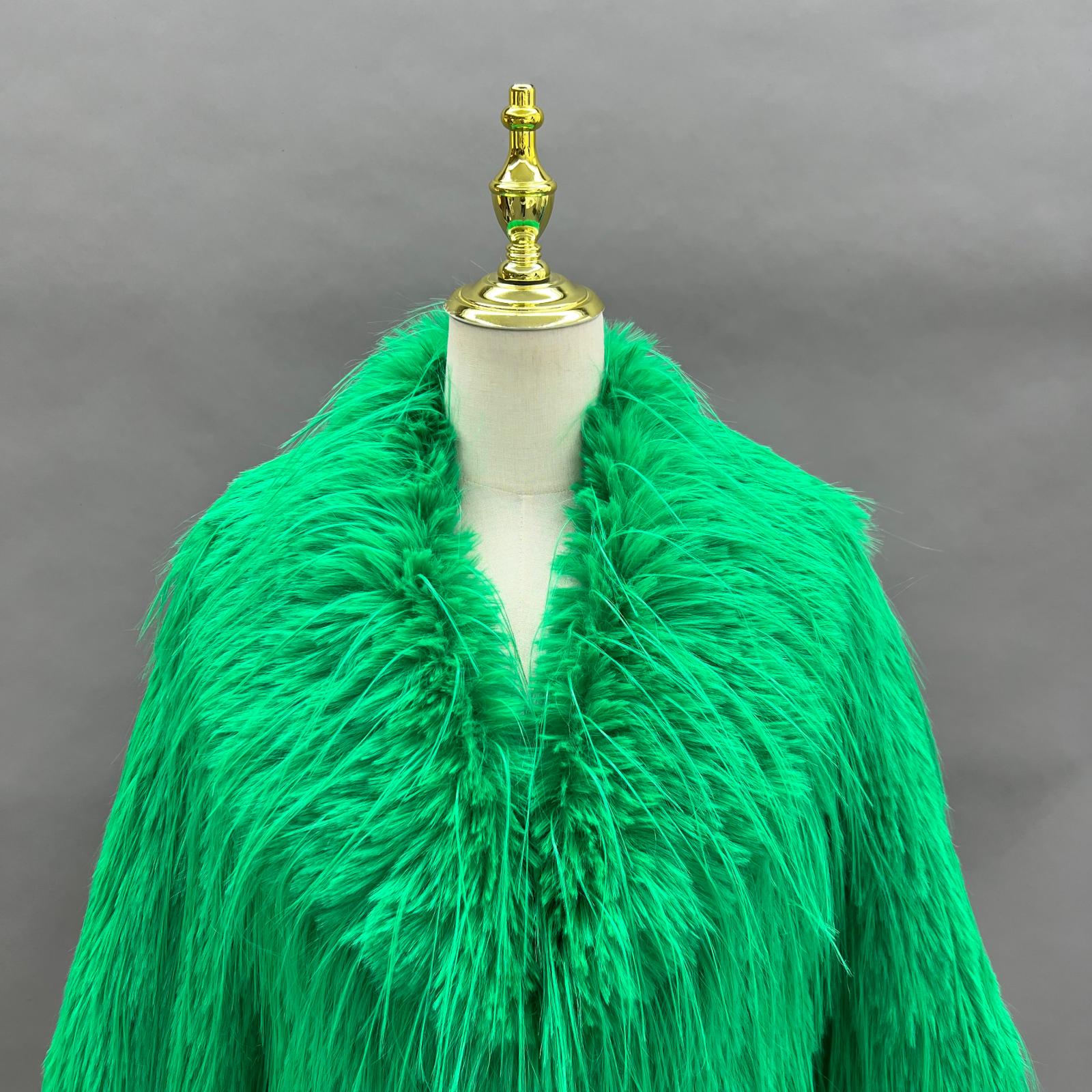 Eco Friendly Faux Fur Jacket Women's Chic Shawl Collar Tassel Faux Fur Outerwear Coat