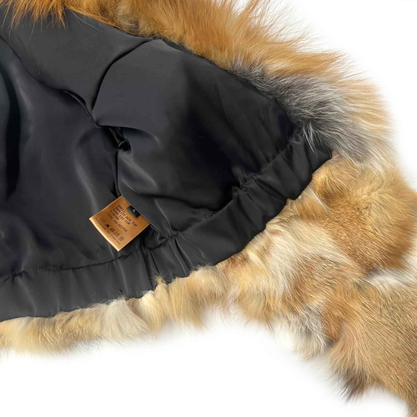 Fox Fur Coat for Women Luxurious Fox Fur Placket Hooded Zippered Jacket