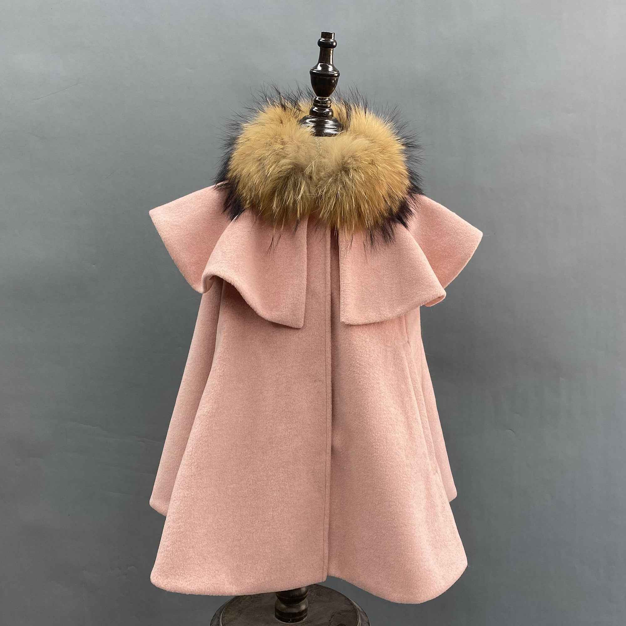 Lotus Edge Raccoon Fur Kids Cape Pink