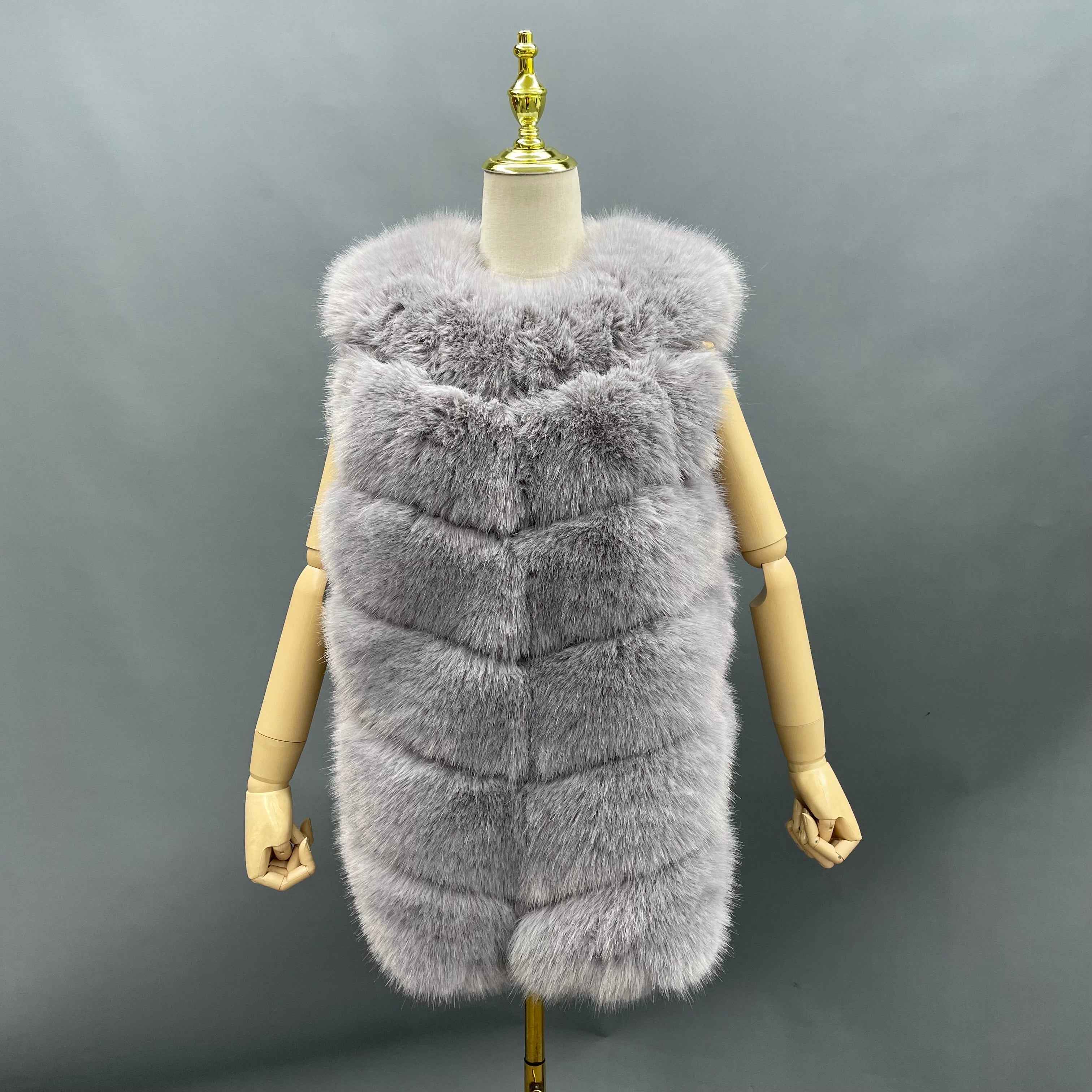 Women's New Arrival 6-Panel Faux Fur Vest - Trendy Luxury Winter Outerwear Sliver