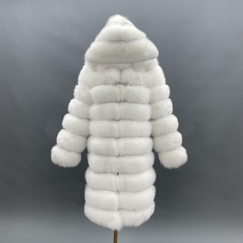 Long Blue Fox Hooded Fox Fur Coat White Click chat with us