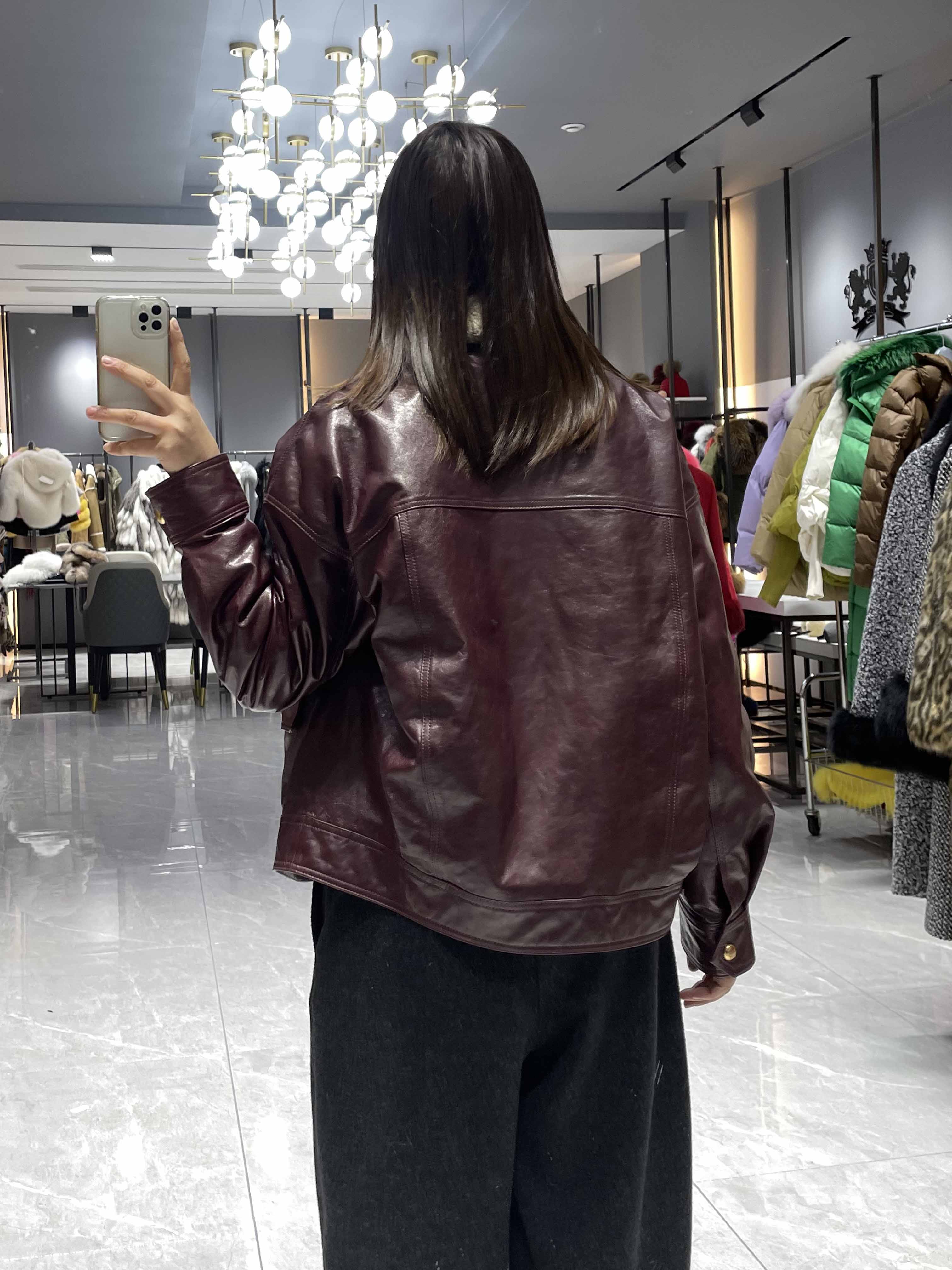 Lamb Fur Collar Double-breasted Pocket Down Jacket