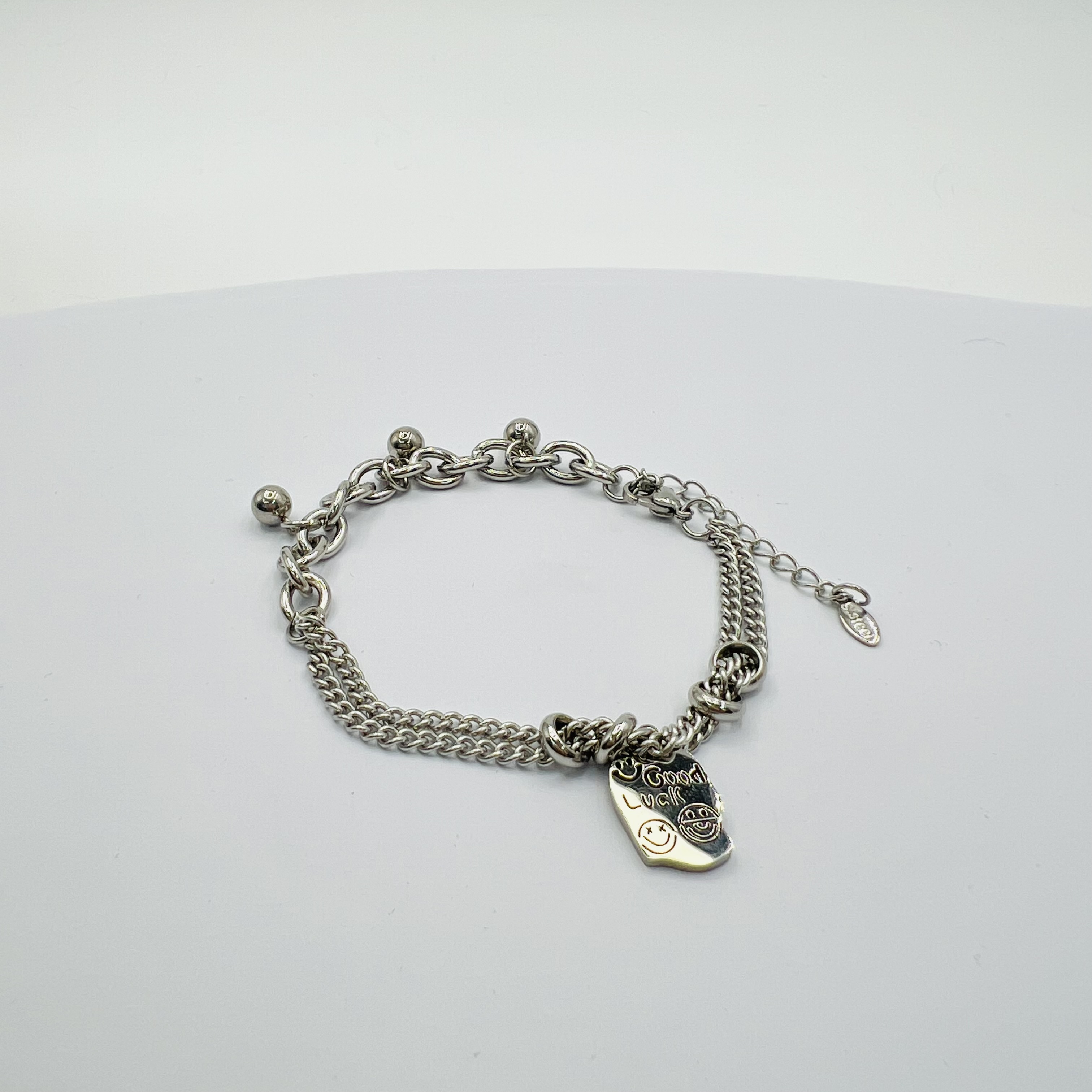 Retro Hip-Hop Smiley Pendant Bracelet Fashionable Chain Jewelry F Bracelet-perimeter 19-23cm