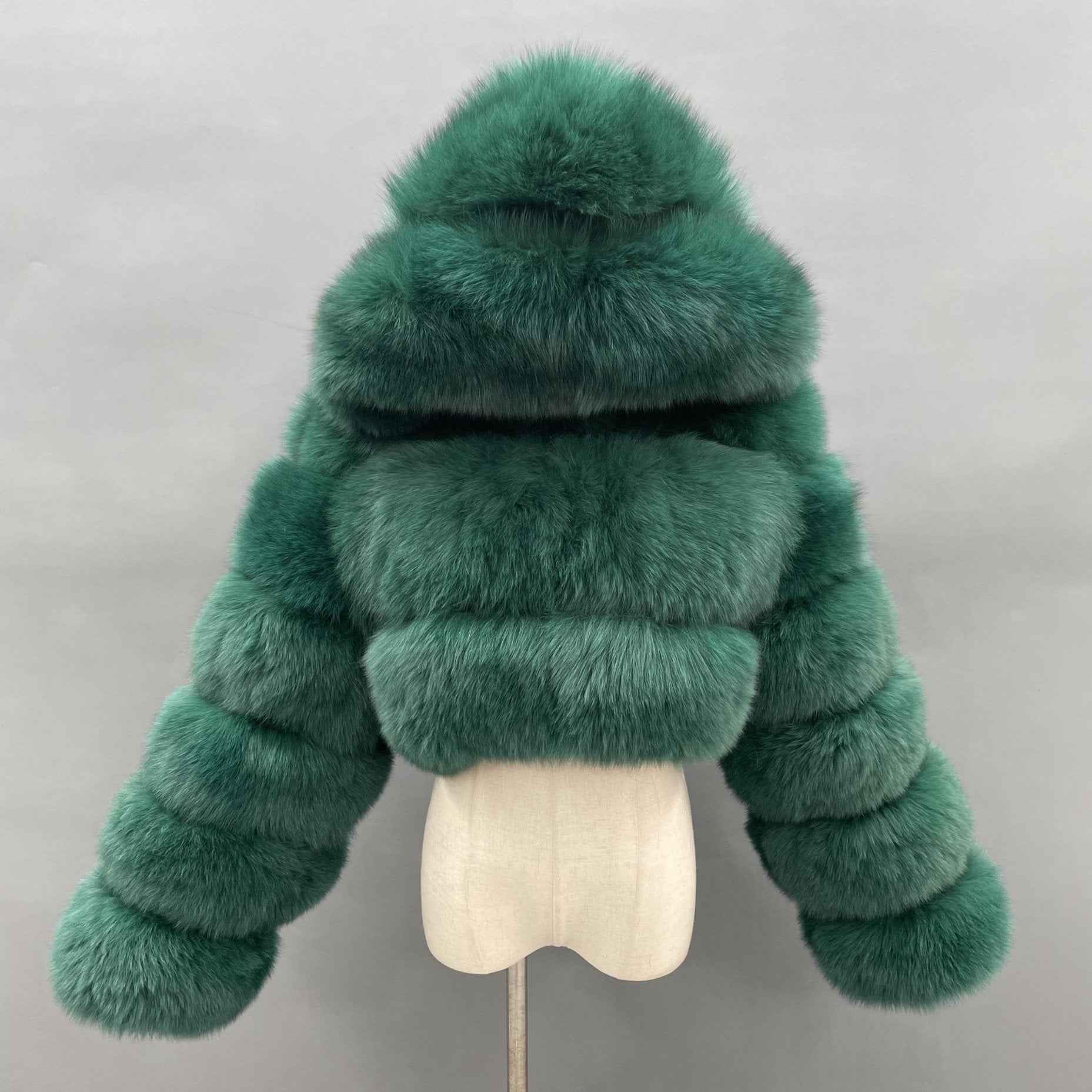 New Women's Winter Rainbow Fox Fur Hooded Coat 28