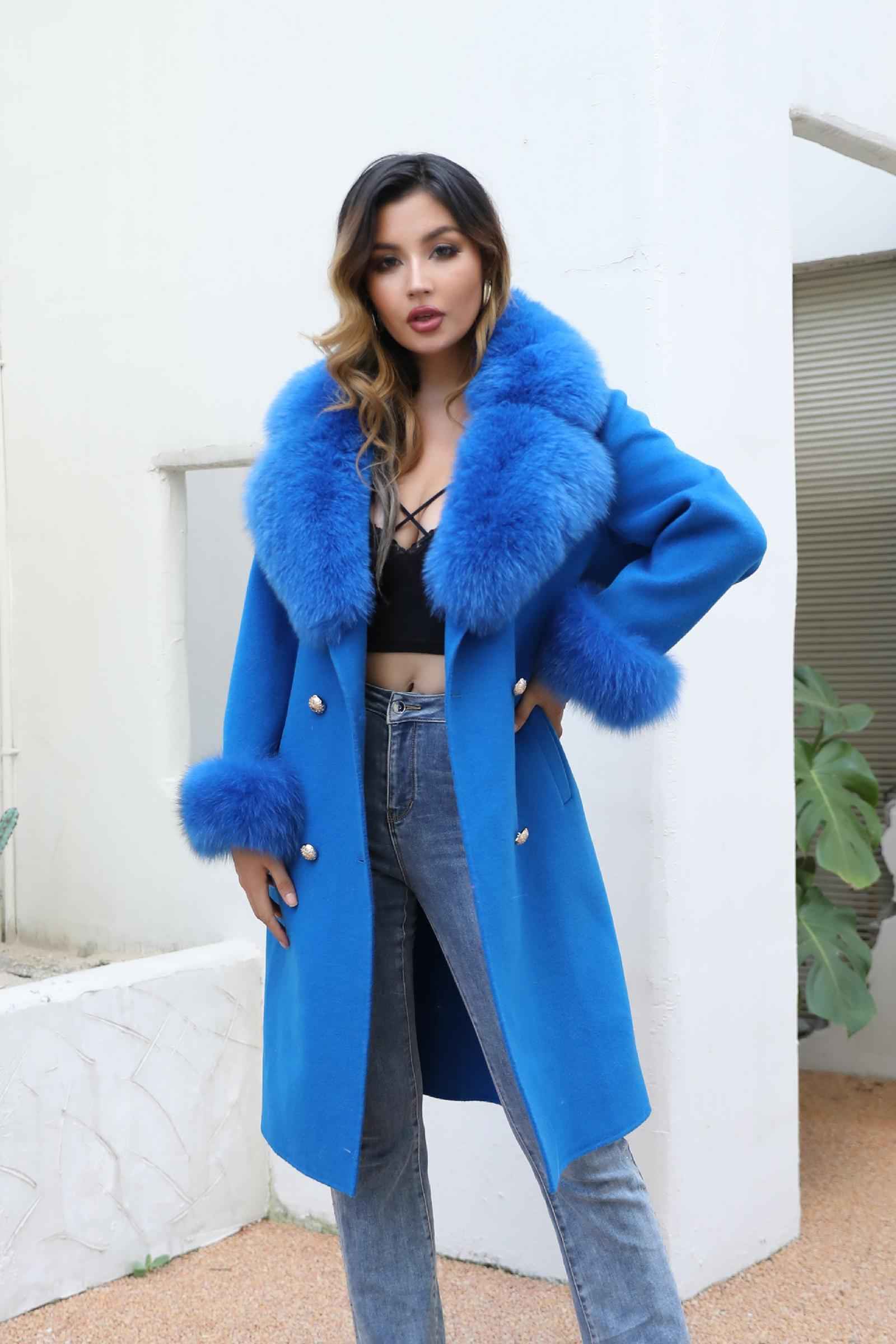 Suit Collar Double-faced Wool Fashion Coat Women's Long Cashmere Coat