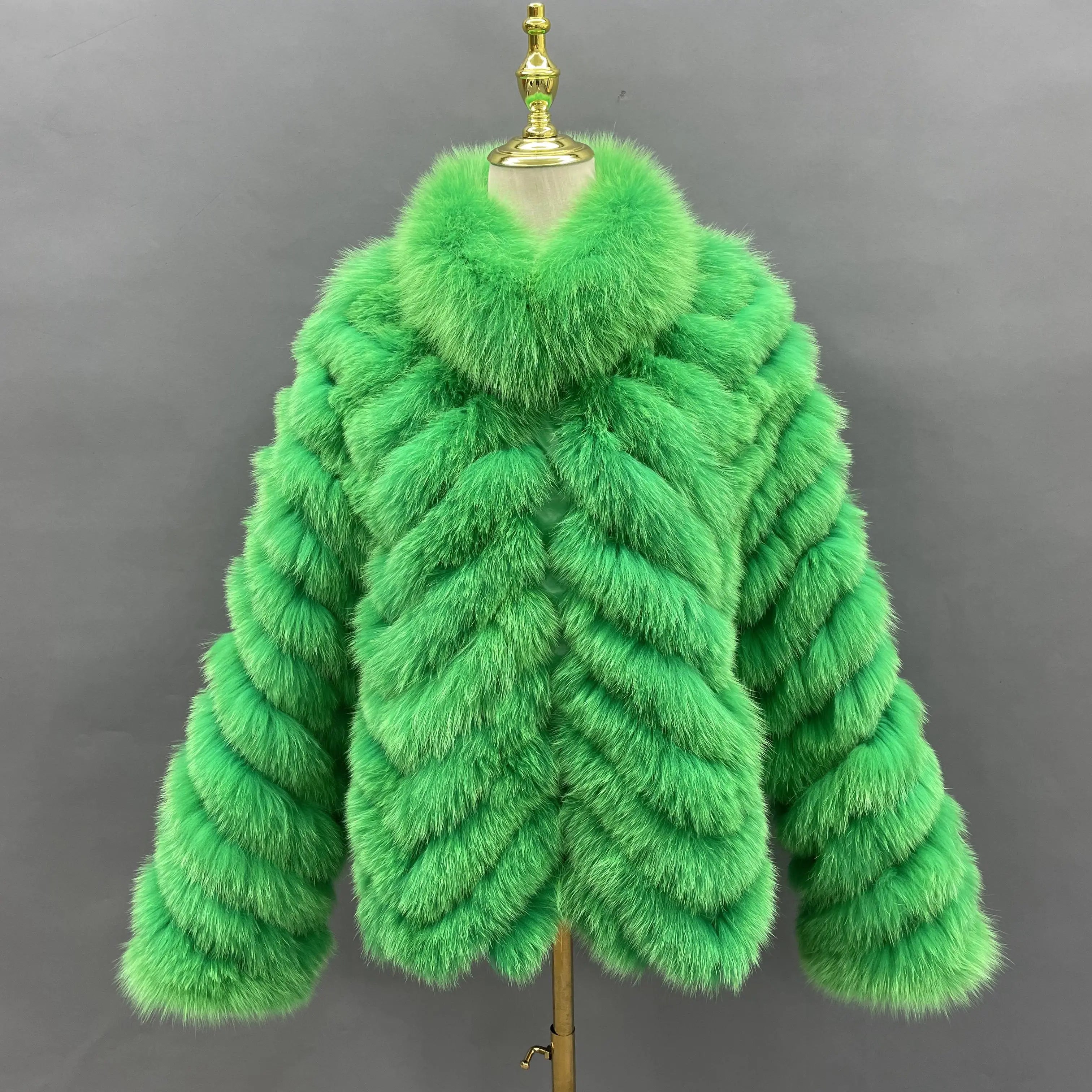 Winter Women Short Wear Two-Sided Real Fox Fur Coat