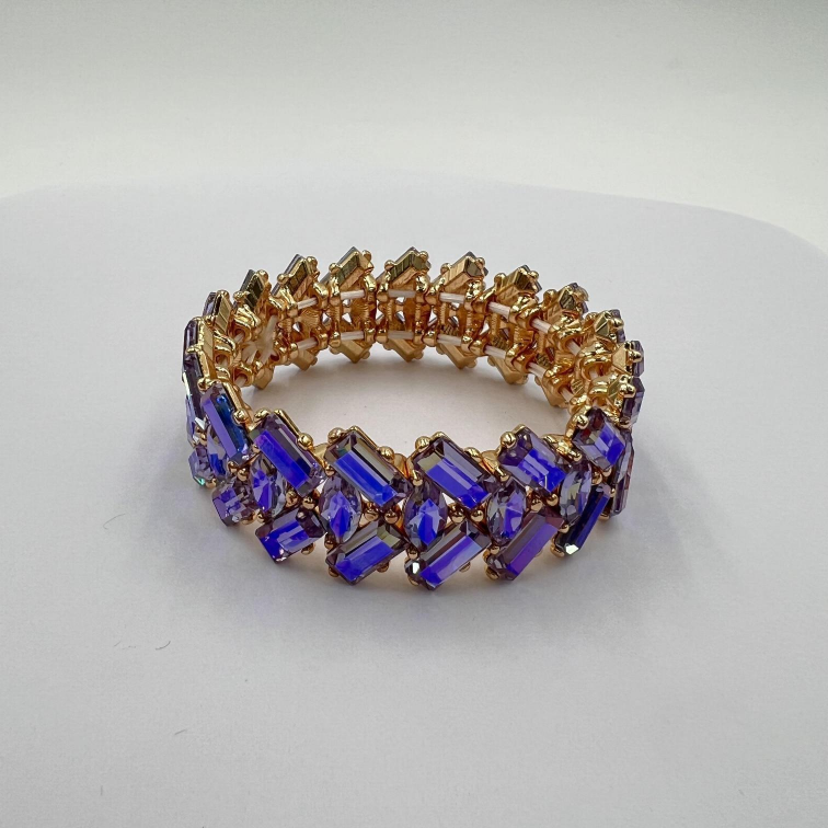 Stylish Double-Row Brick Cubic Zirconia Bracelet, Alloy Full-Brick Chain Jewelry F Bracelet-perimeter 20cm