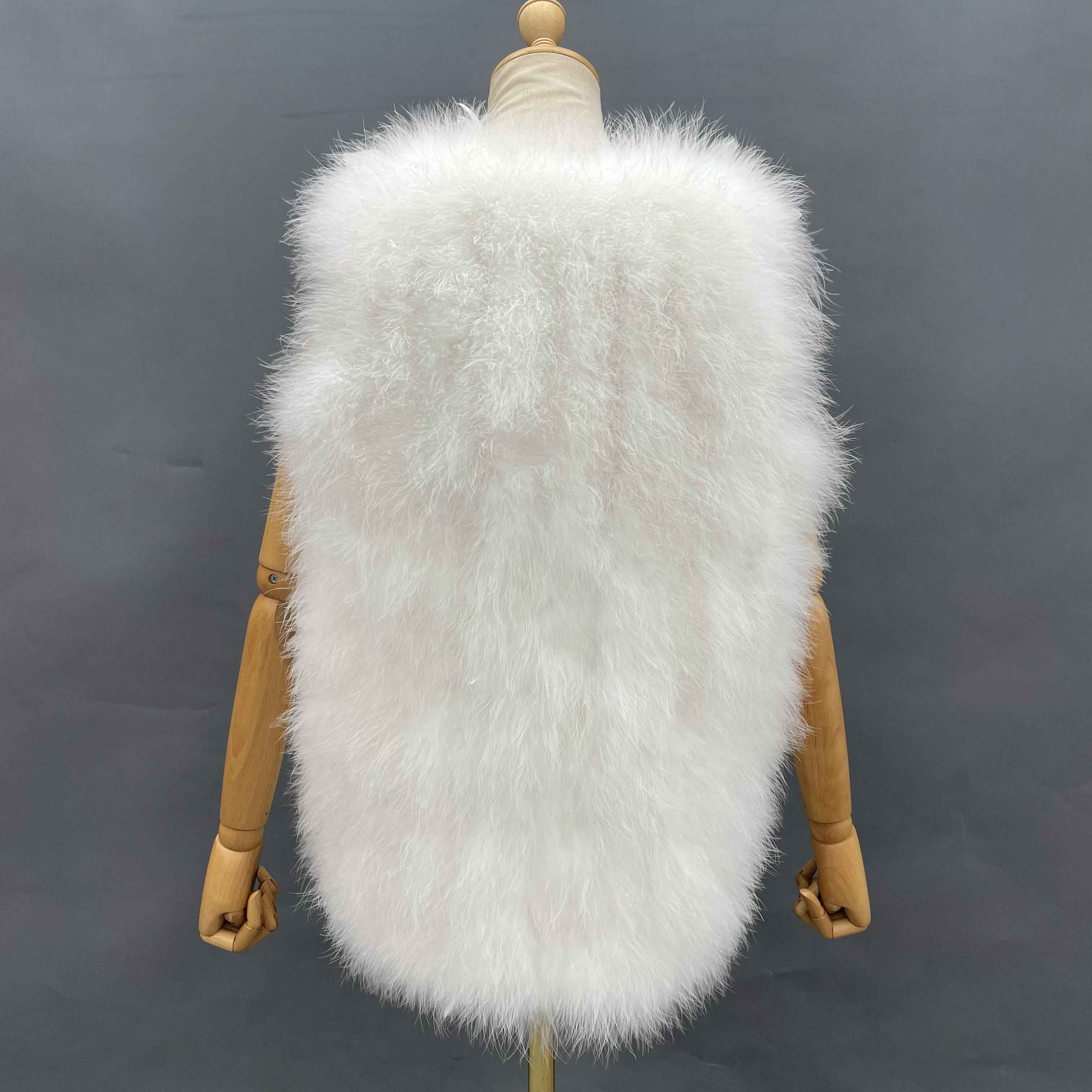 Ostrich & Turkey Feather Mixed Vest - Luxe Textured Statement Piece for Glamorous Occasions