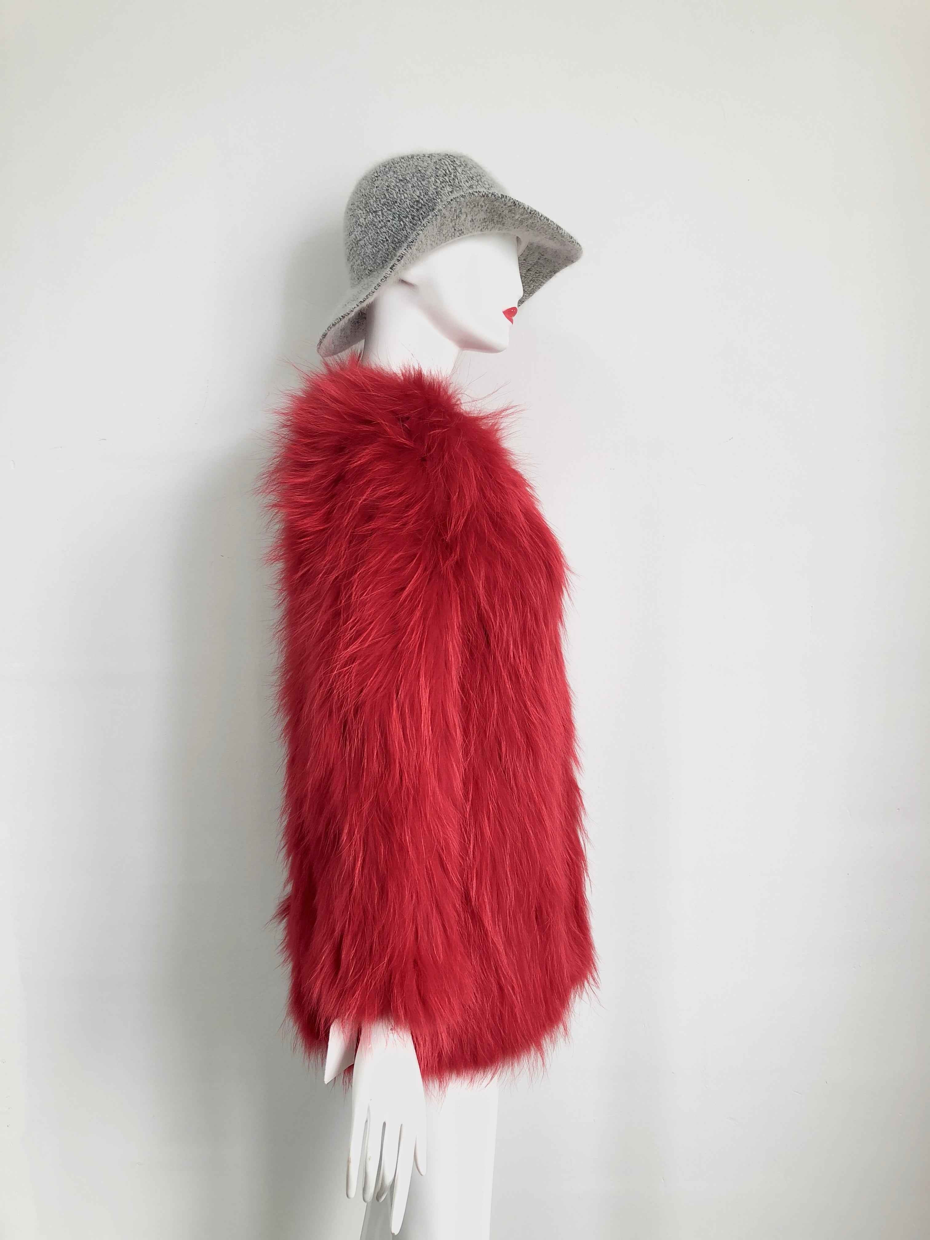 Women's Knitted Raccoon Dog Fur Mid-Length Coat - Luxurious Winter Outerwear
