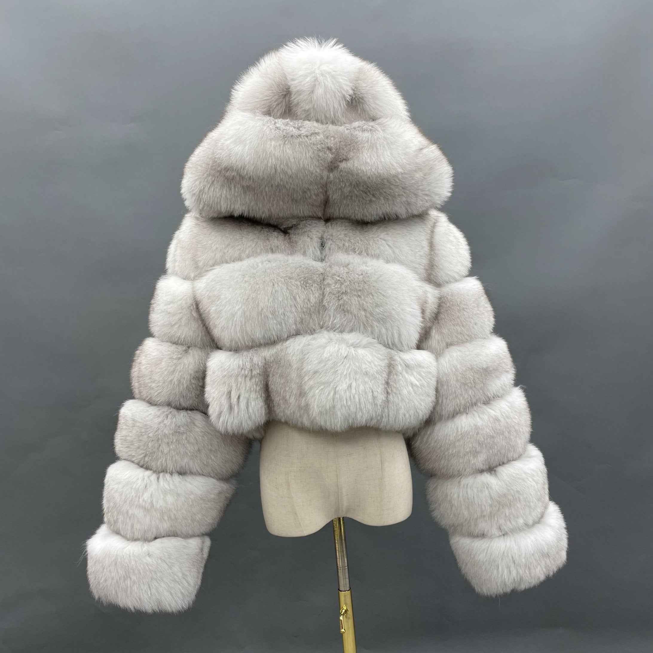 New Women's Winter Rainbow Fox Fur Hooded Coat 7