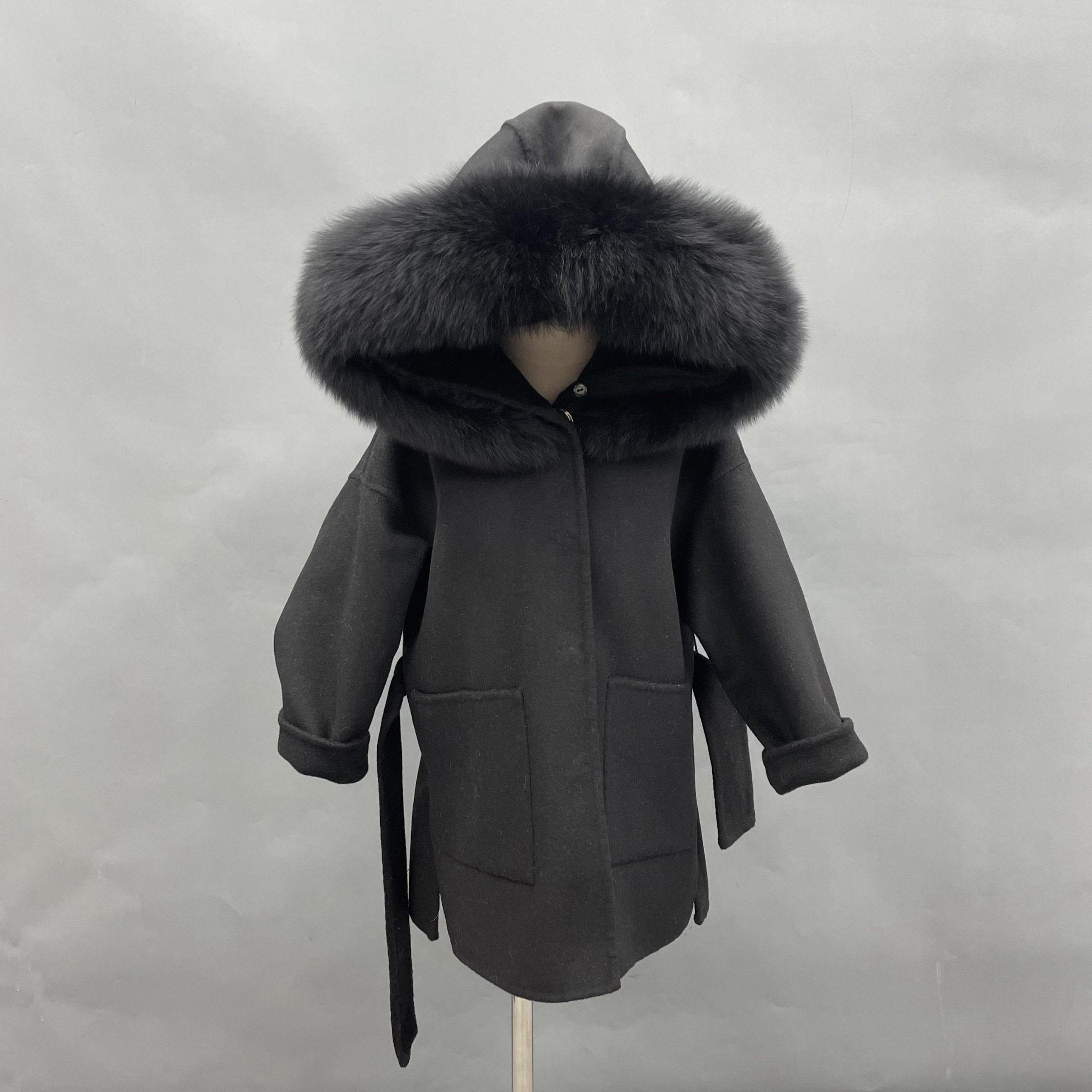 New Children's Winter Hooded Double Face Cashmere Jacket