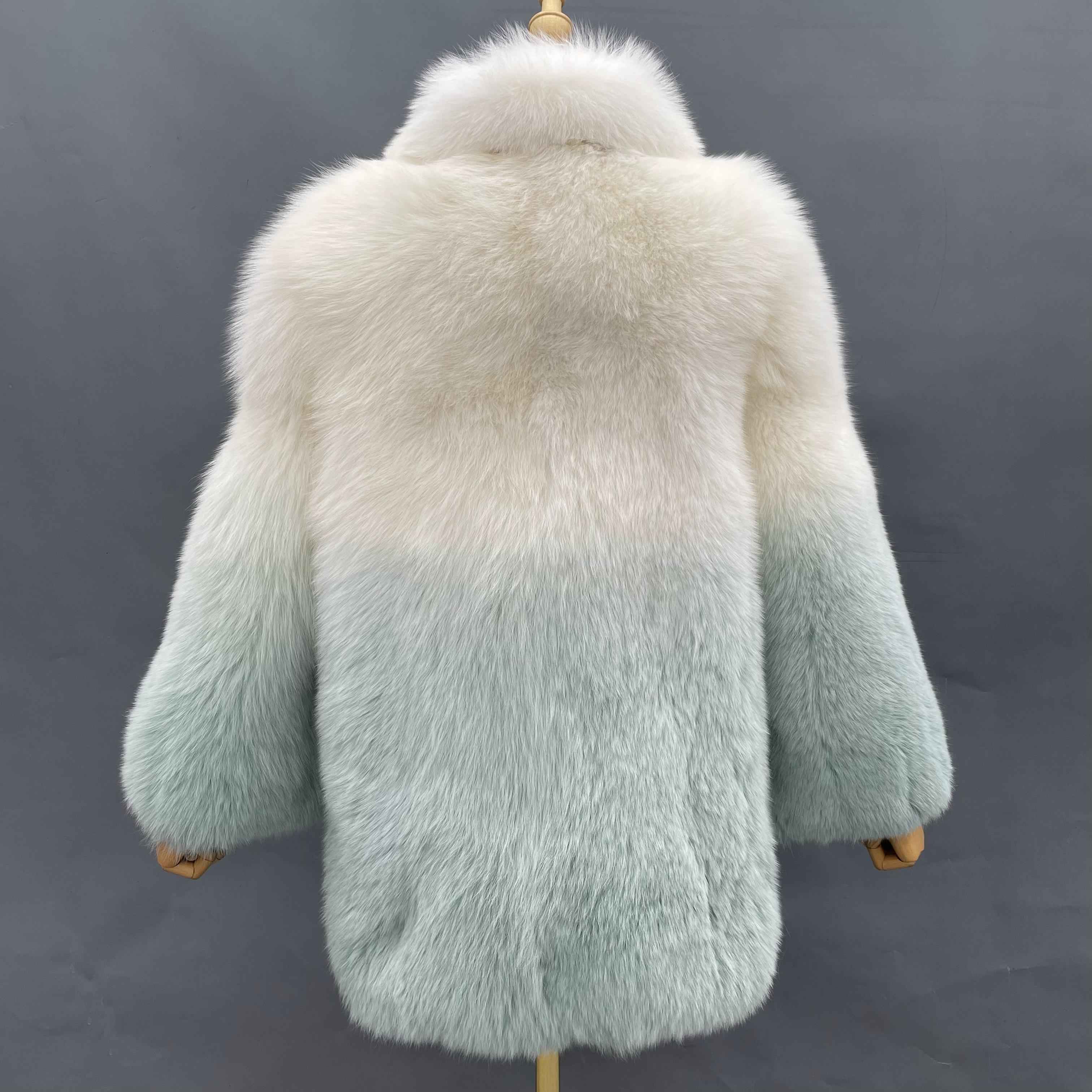 Women's Luxury Trendy Ombre Fox Fur Coat - High-End Winter Warm Fashion Jacket