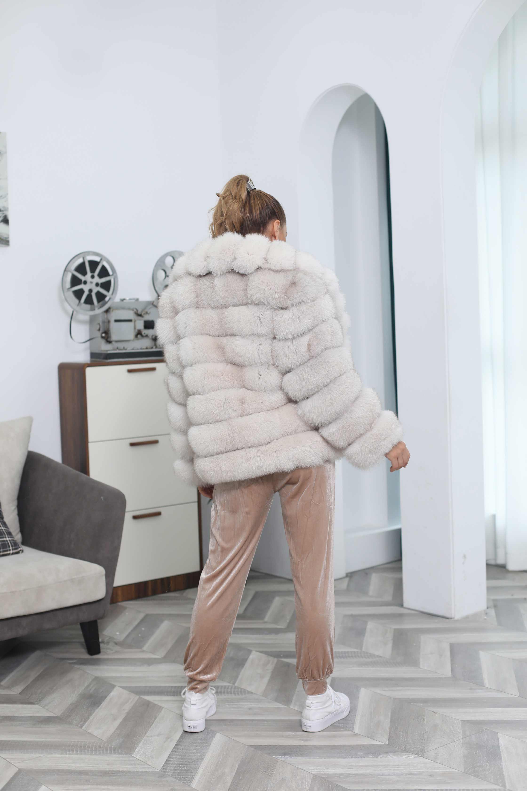 Winter Lapel Women's Fox Fur Warm Coat