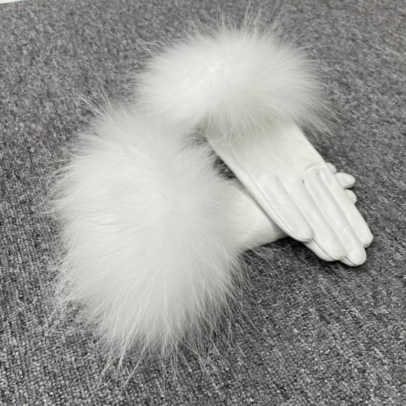 Janefur Raccoon Fur Leather Gloves Multi-color Available