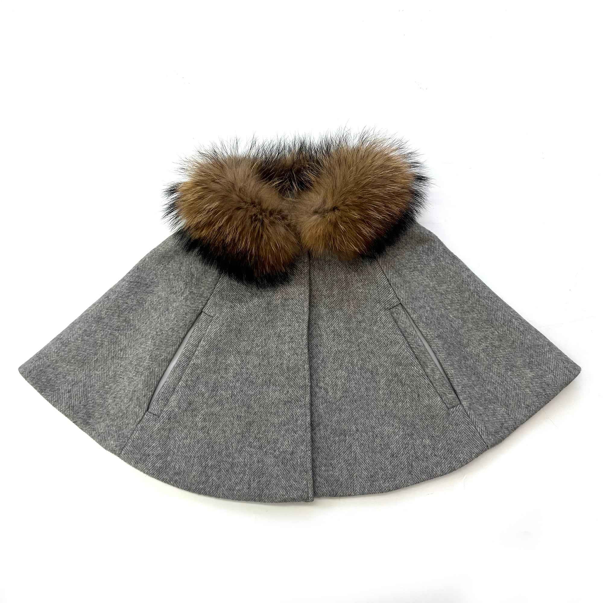 Raccoon fur trimmed children's cape