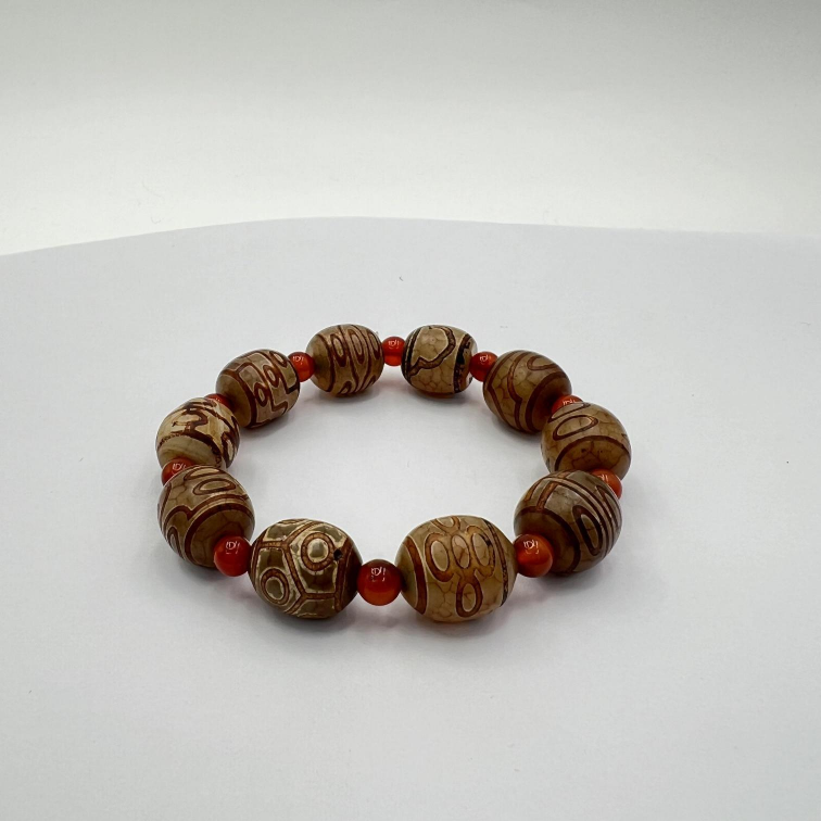 Tibetan Tianzhu Agate Bracelet Ethnic Unique Prayer Beads F Bracelet-perimeter 25cm