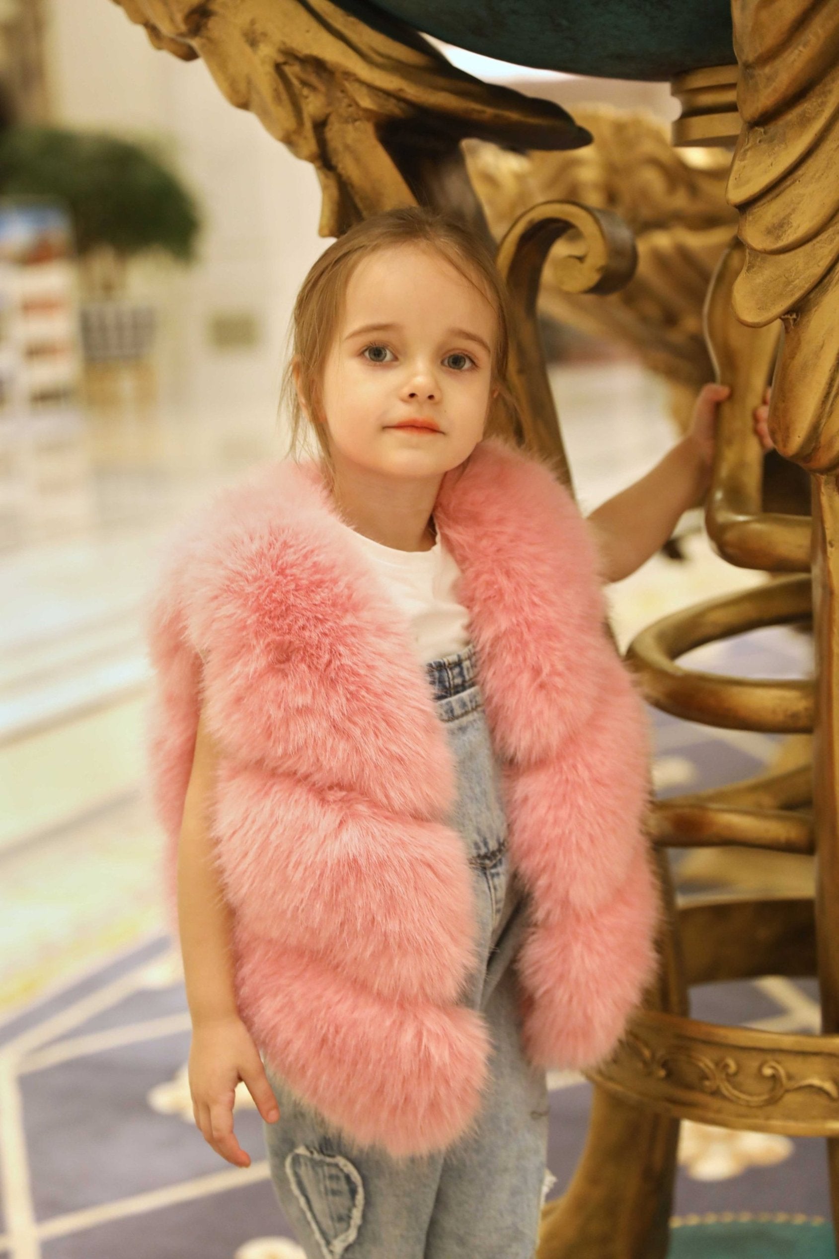 Pink Eco-friendly Fur Fake Fur Kids Vest