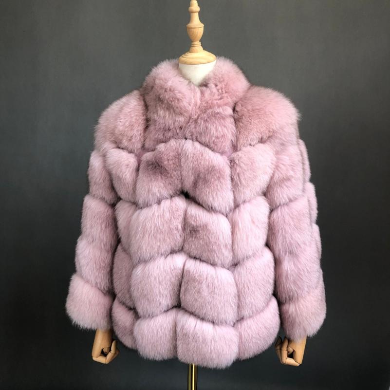 Winter Luxury Blue Fox Coat Real Fox Fur Women's Fashion Jacket Pink Click chat with us