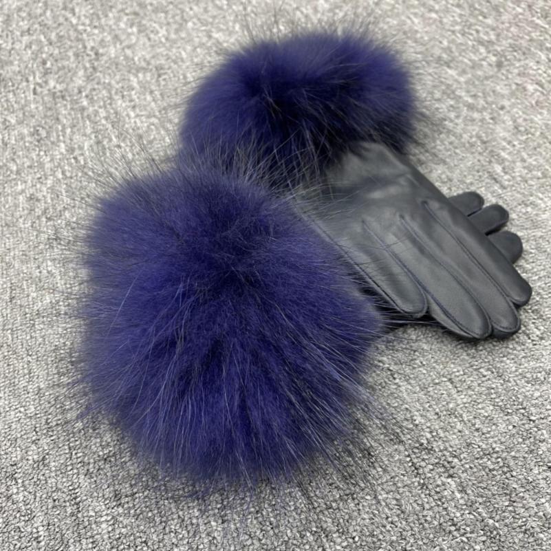 Janefur Raccoon Fur Leather Gloves Multi-color Available F 7